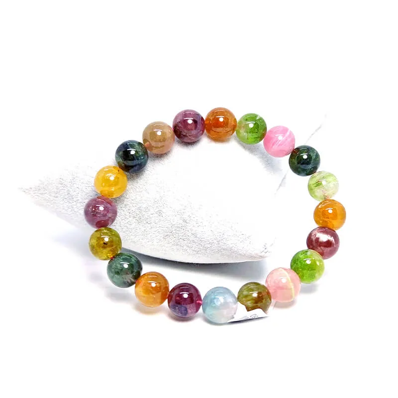 7A Quality Multi Tourmaline Natural Stone Bracelet (10mm) SBC-026