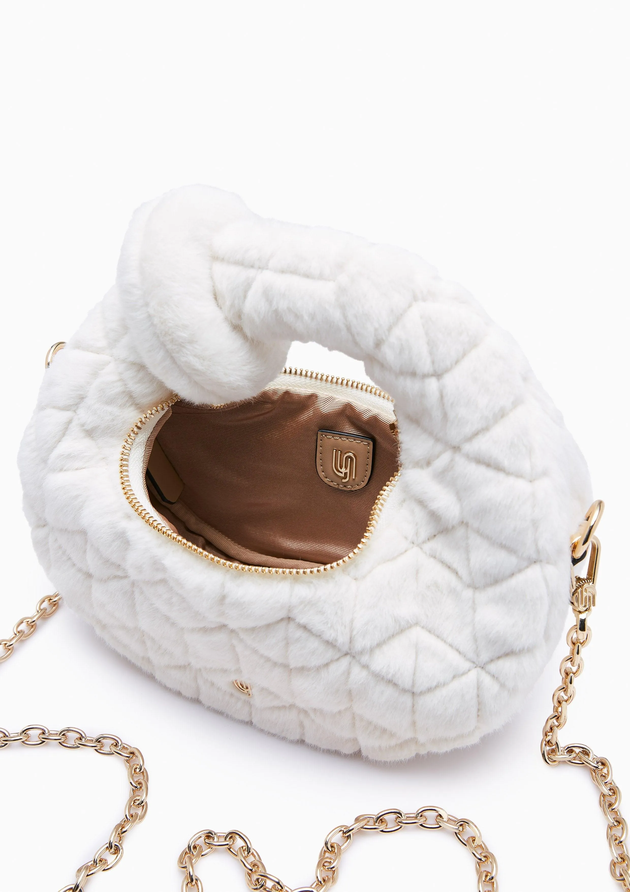Abbey Fur Inf Crossbody Bag Beige