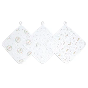 aden   anais Essential Cotton Muslin Washcloths 3 pack Blushing Bunnies Pink
