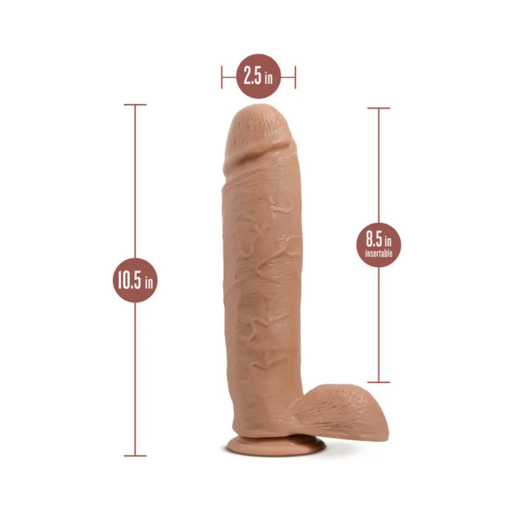 Au Naturel Huge 10 in. Posable Dual Density Dildo with Balls Tan