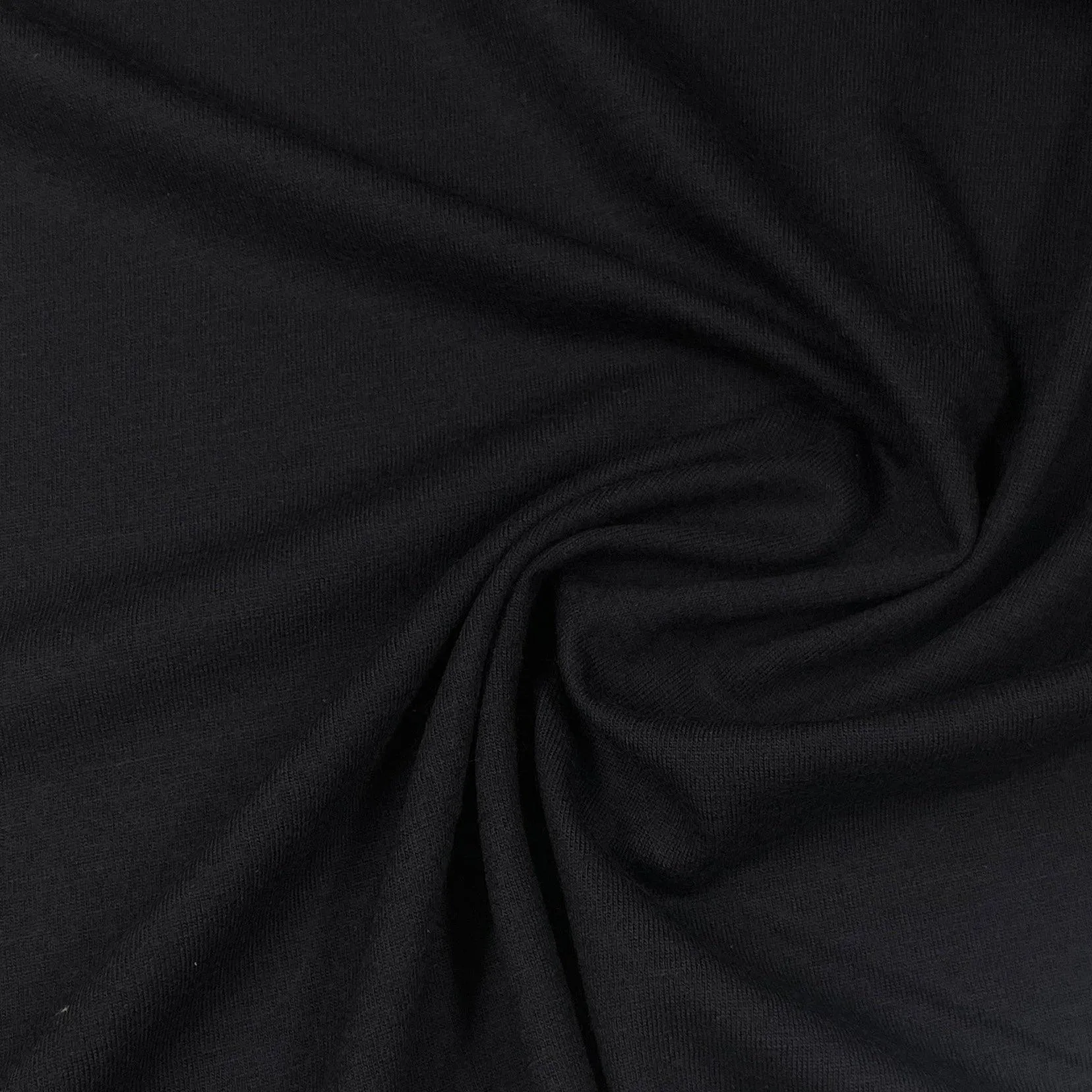 Black 100% Merino Wool Jersey Fabric - 200 GSM - Washable