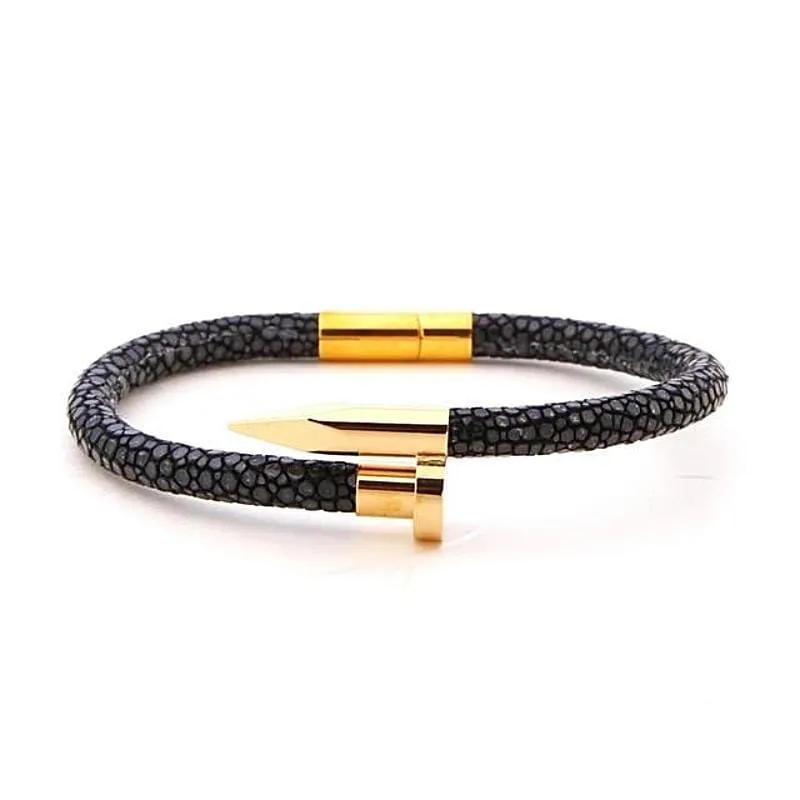 Black and Gold Bravura Leather Nail