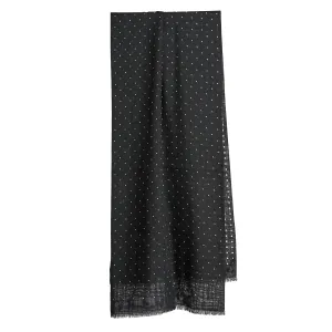 BLACK WOOL AND SILK SCARF