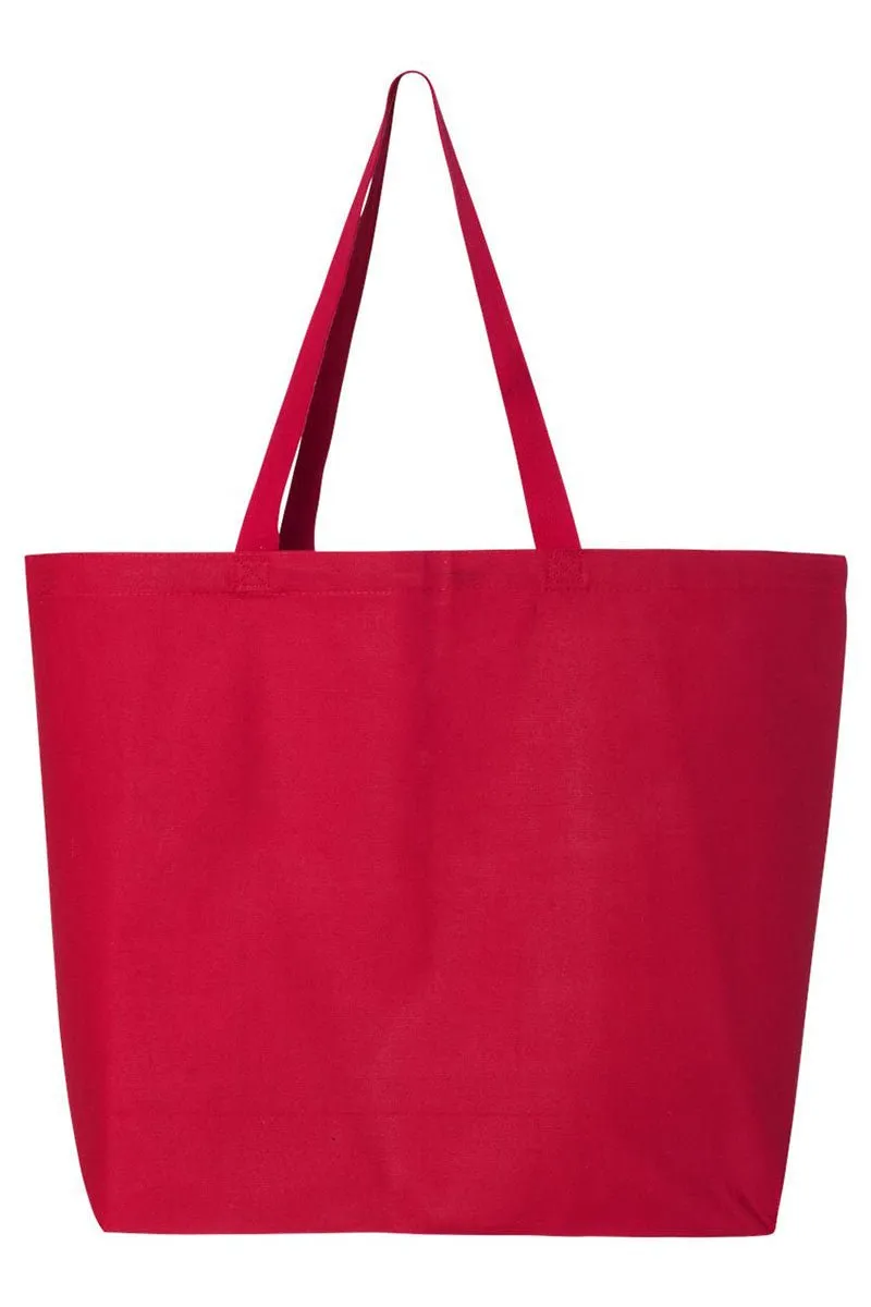 Blue Gingham Bow Canvas Jumbo Tote