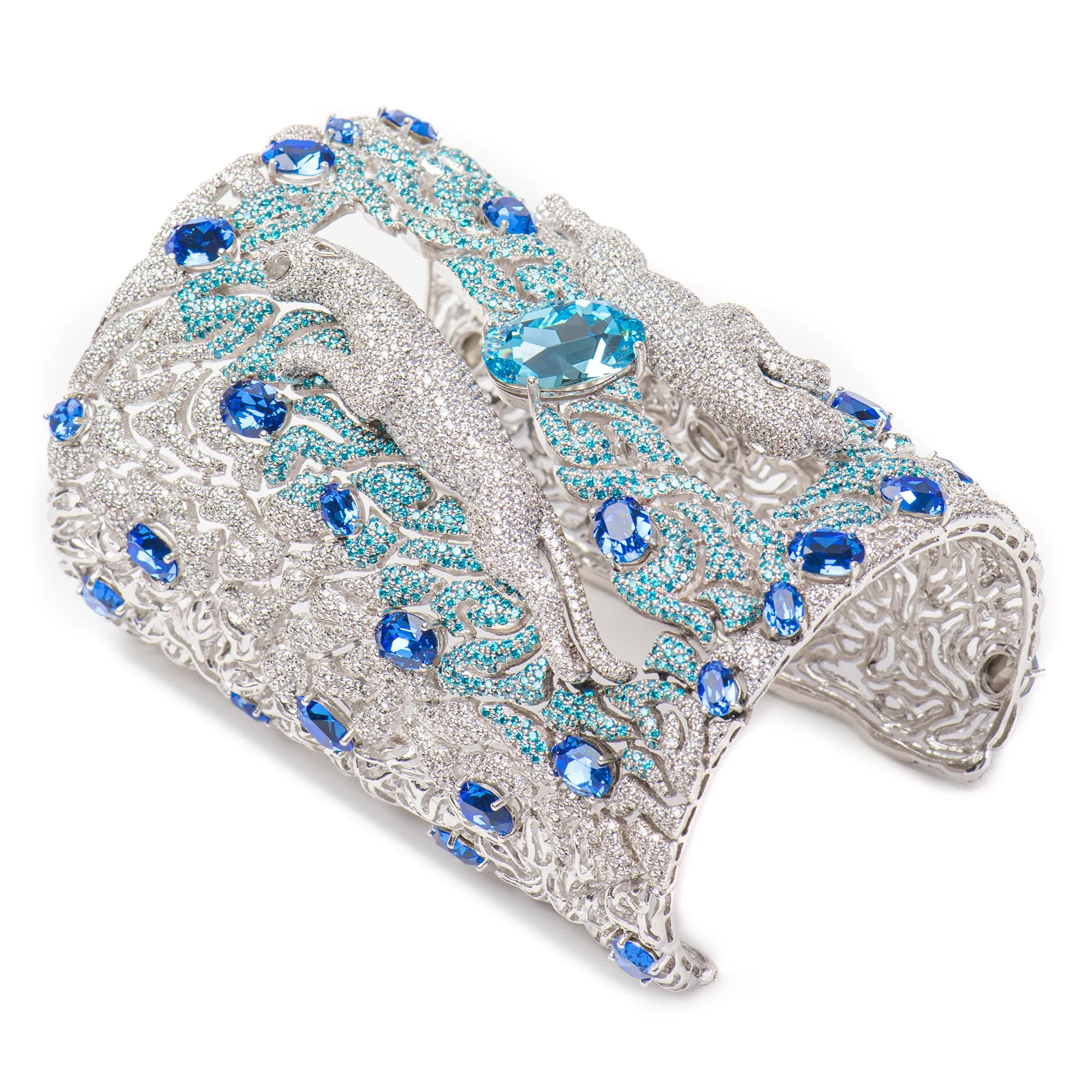 Blue Sapphire 92.5 Silver Handcuff - Heart of the Blue Moon
