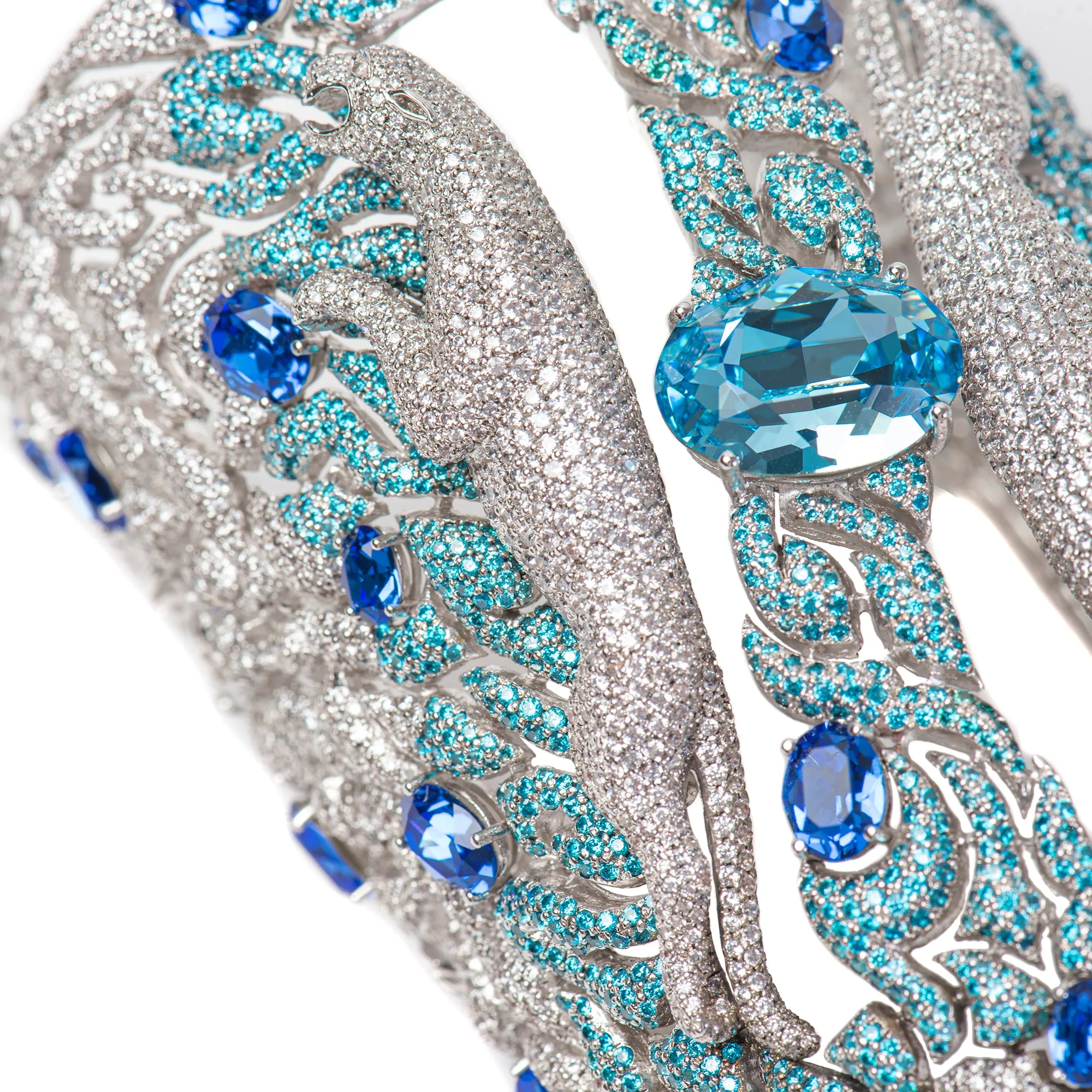Blue Sapphire 92.5 Silver Handcuff - Heart of the Blue Moon
