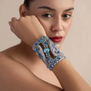 Blue Sapphire 92.5 Silver Handcuff - Heart of the Blue Moon