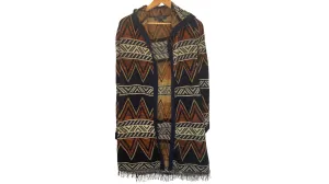 Bohemian Tribal Print Hooded Cardigan, S