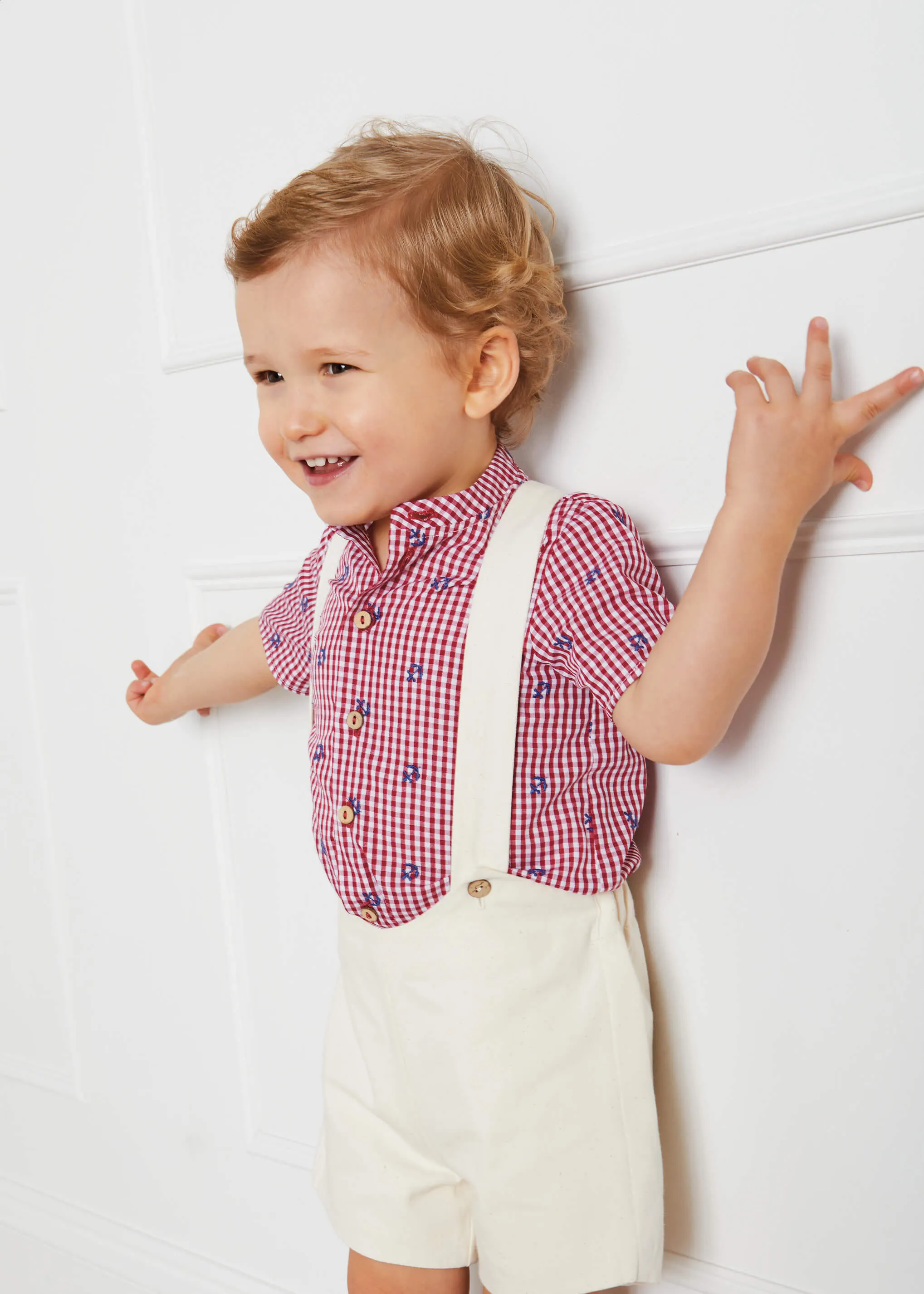 Button Detail Shorts with Braces in Beige (12mths-3yrs)