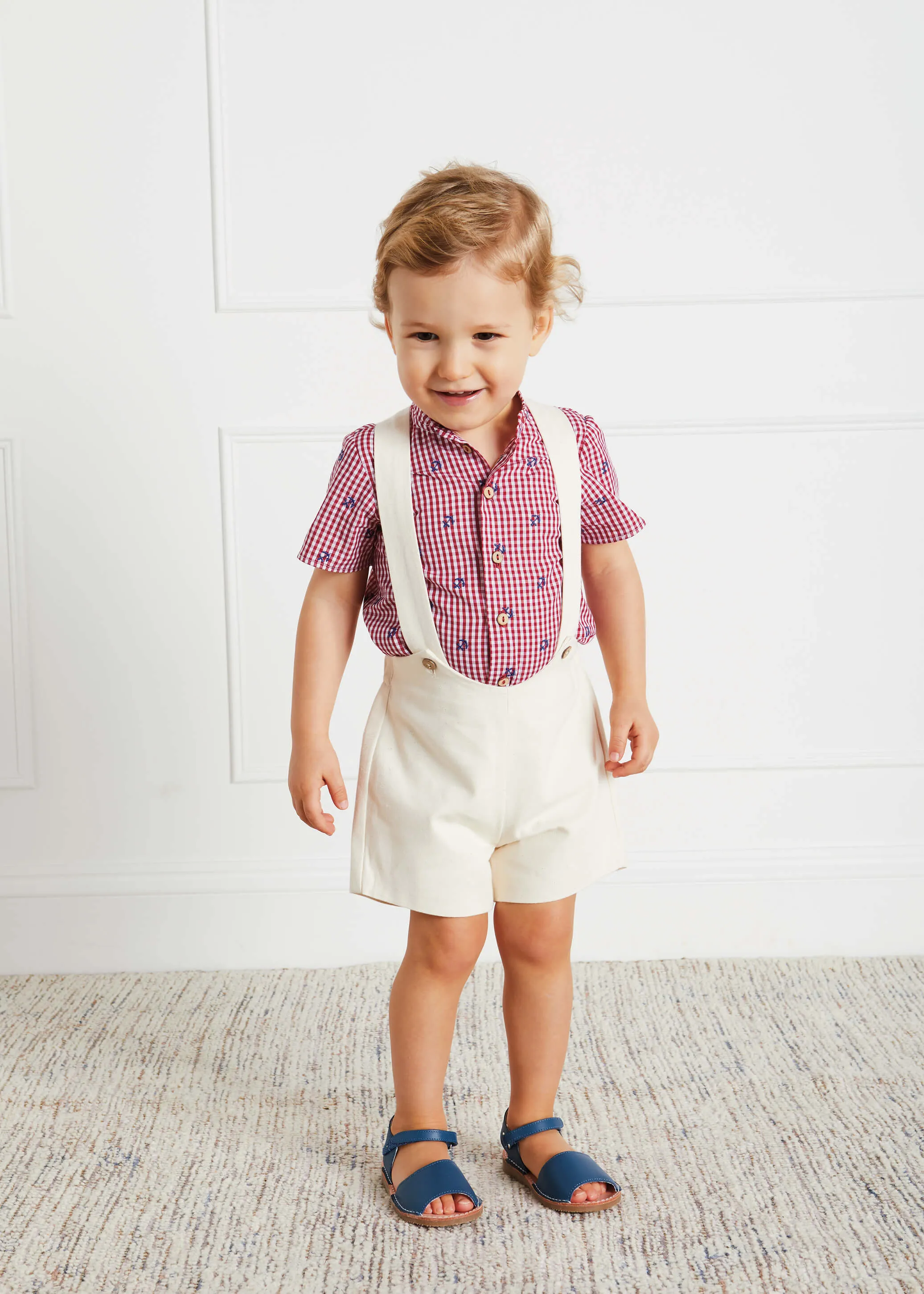 Button Detail Shorts with Braces in Beige (12mths-3yrs)