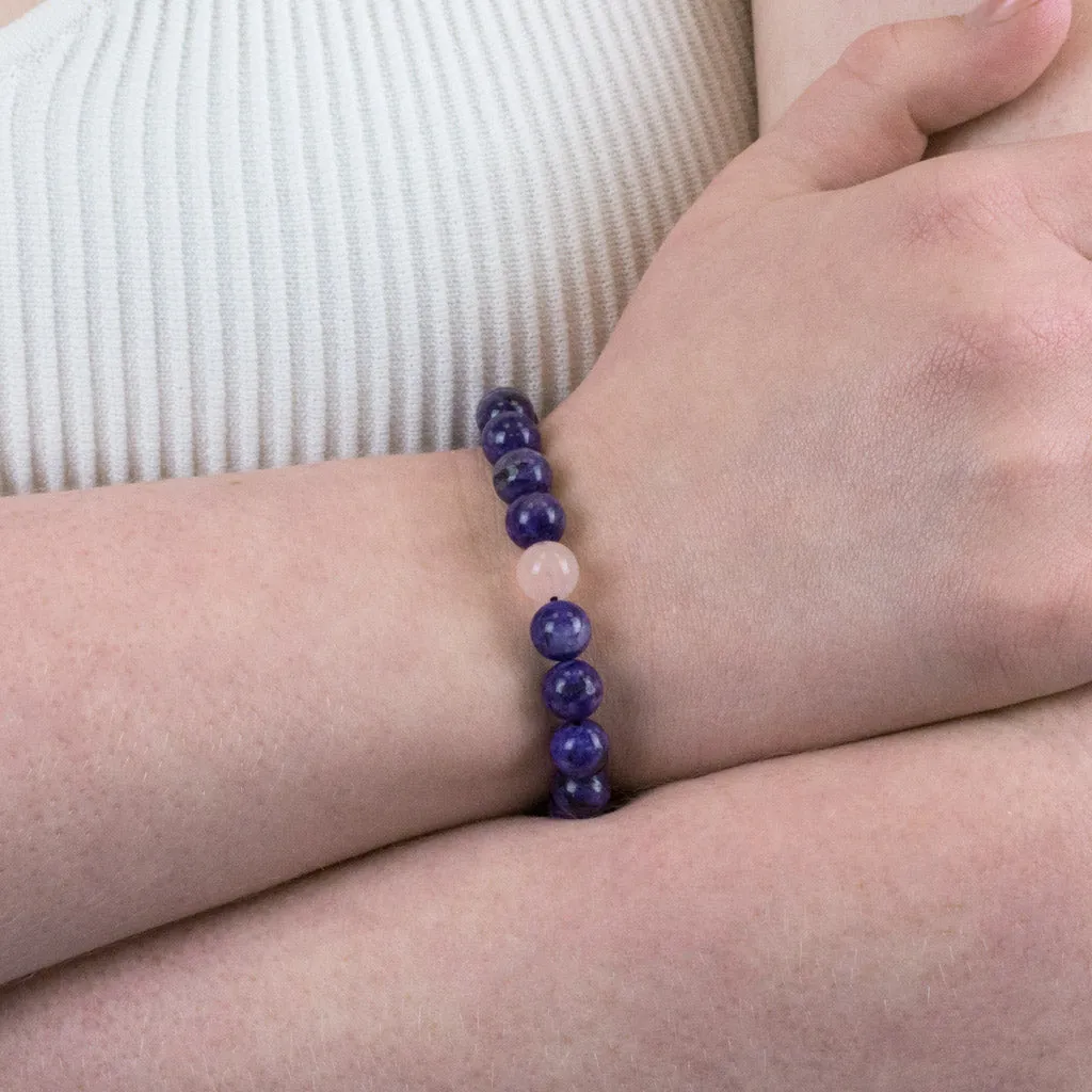 Charoite and Rose Quartz Bead Bracelets