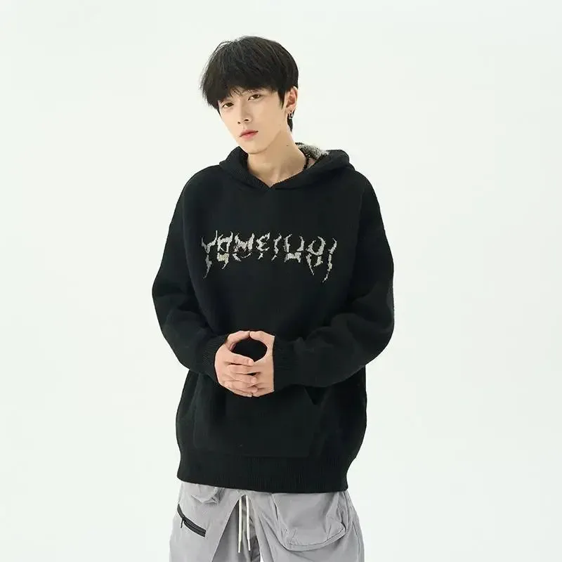 Chicmy-Fall Outfits Outwear Streetwear y2k 90s Fashion American Style Embroidery Y2k Hooded knitwear men clothes Winter Sweater 2024 knitwear Streetwear High Street knitwear trend top