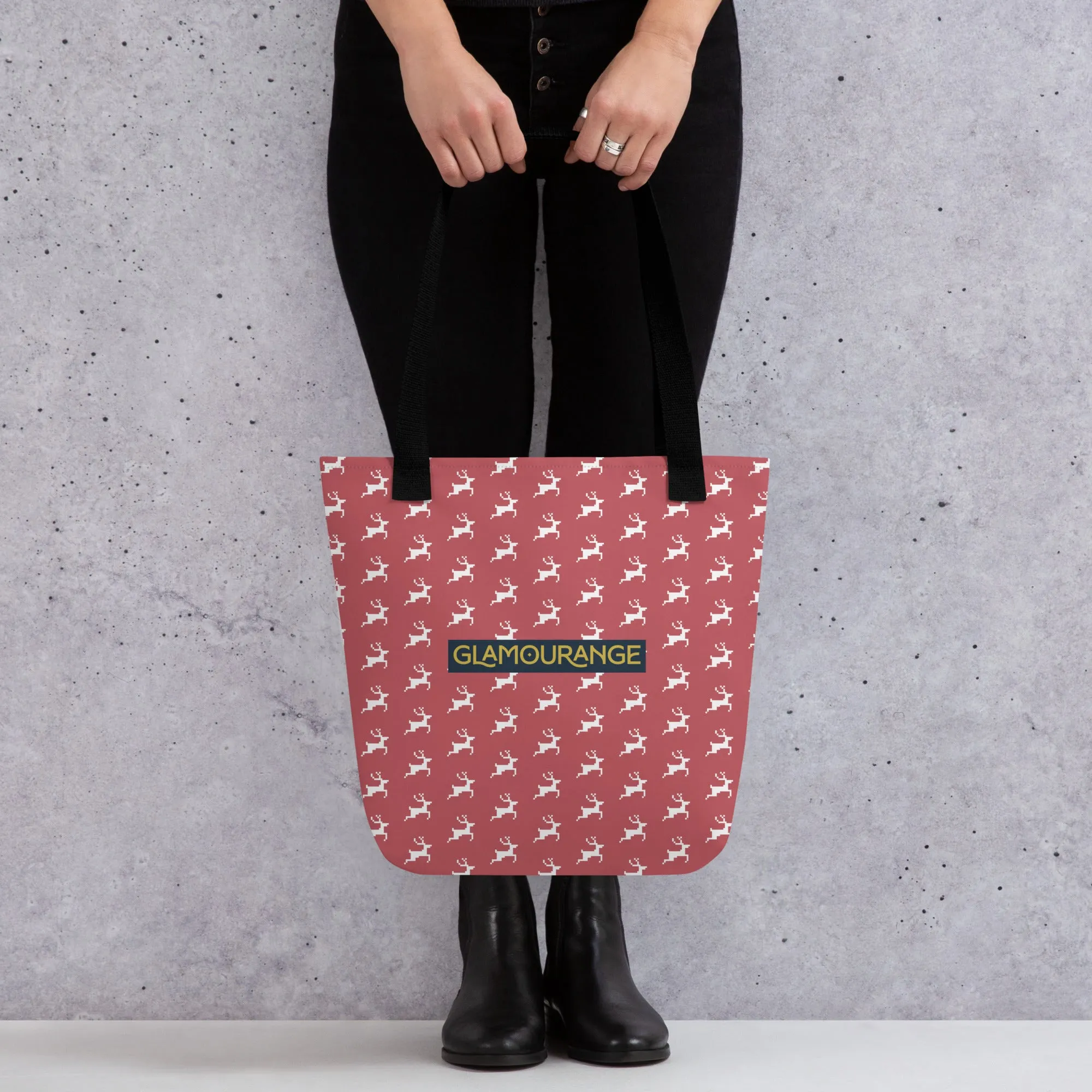 Christmas Tote Bag - Reindeer (Glamourange Festive Pattern Christmas Tote Bags)