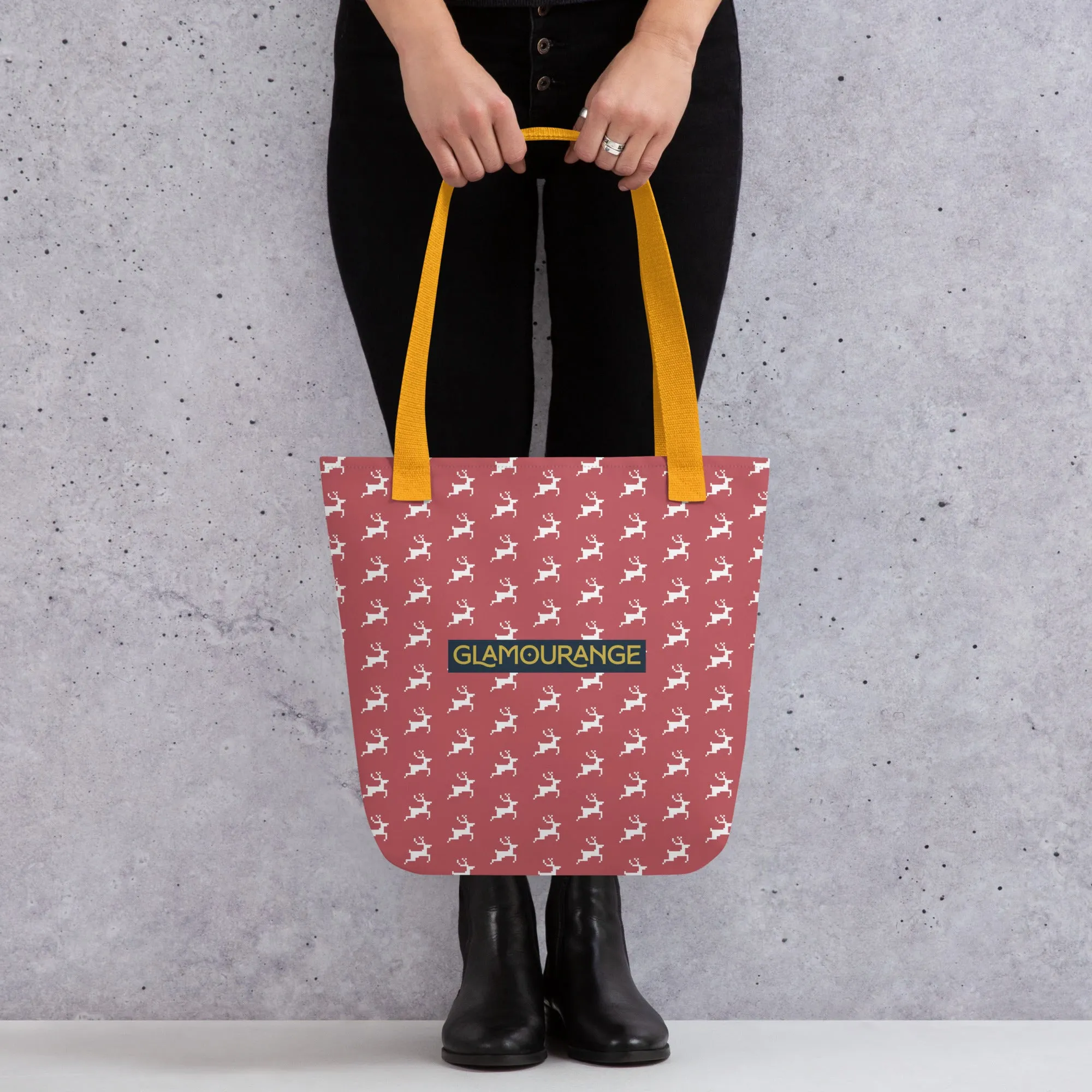 Christmas Tote Bag - Reindeer (Glamourange Festive Pattern Christmas Tote Bags)