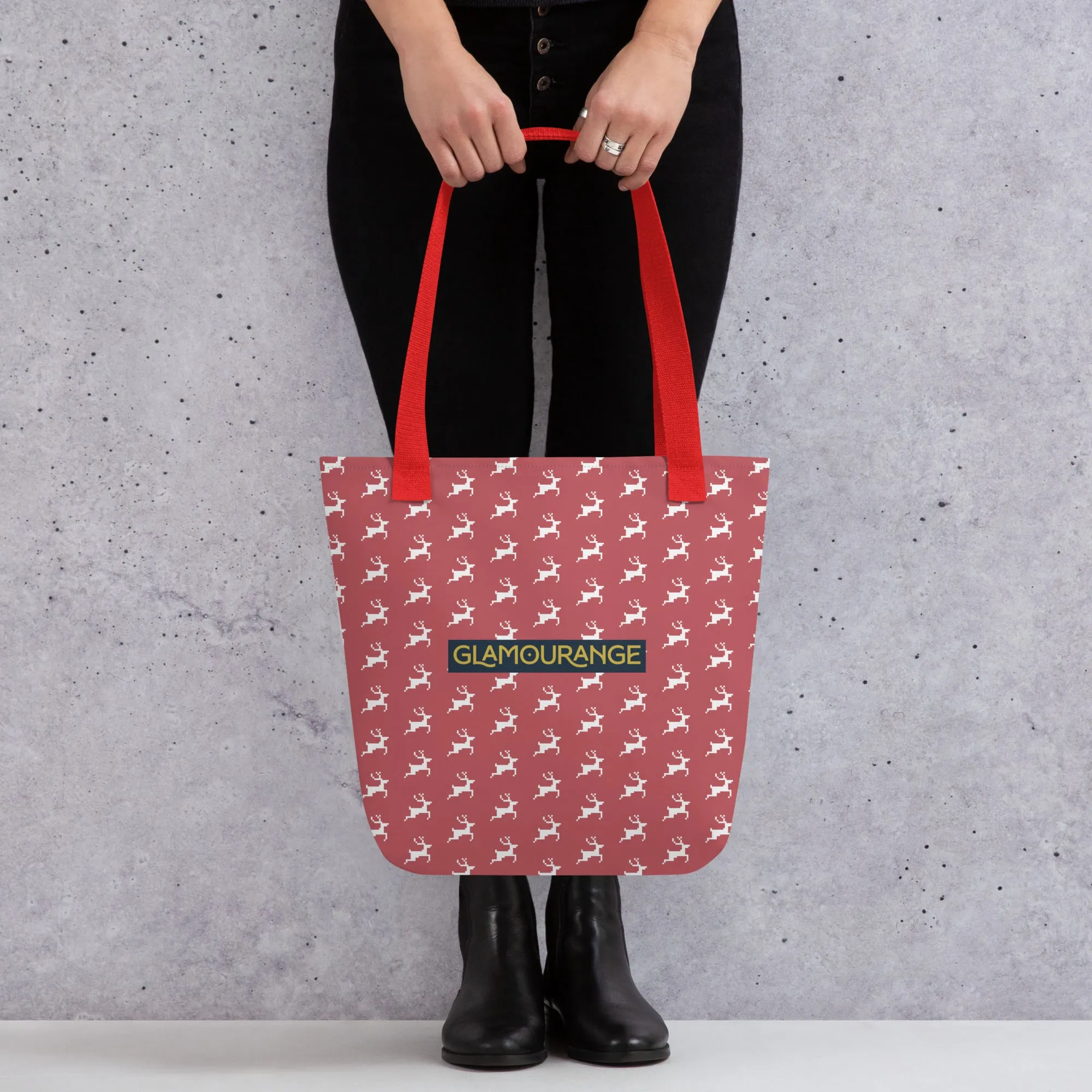 Christmas Tote Bag - Reindeer (Glamourange Festive Pattern Christmas Tote Bags)