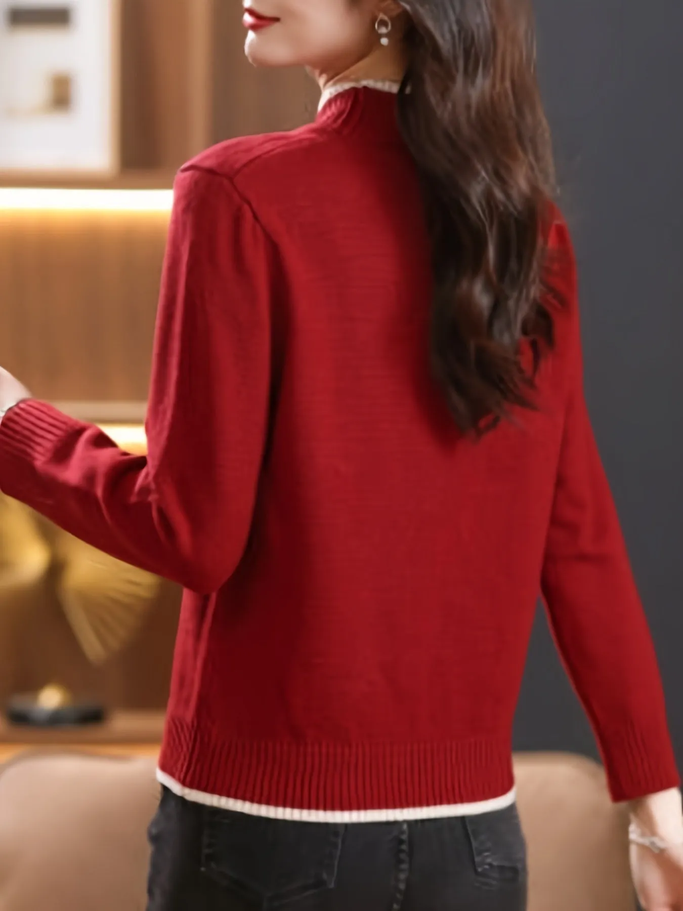 Cozy Cable Knit Pocket Mock Neck Sweater - Women's Pullovers with Elegant Long Sleeve Design, Perfect for Fall & Winter - Soft, Warm and Chic Women's Clothing for Everyday Wear