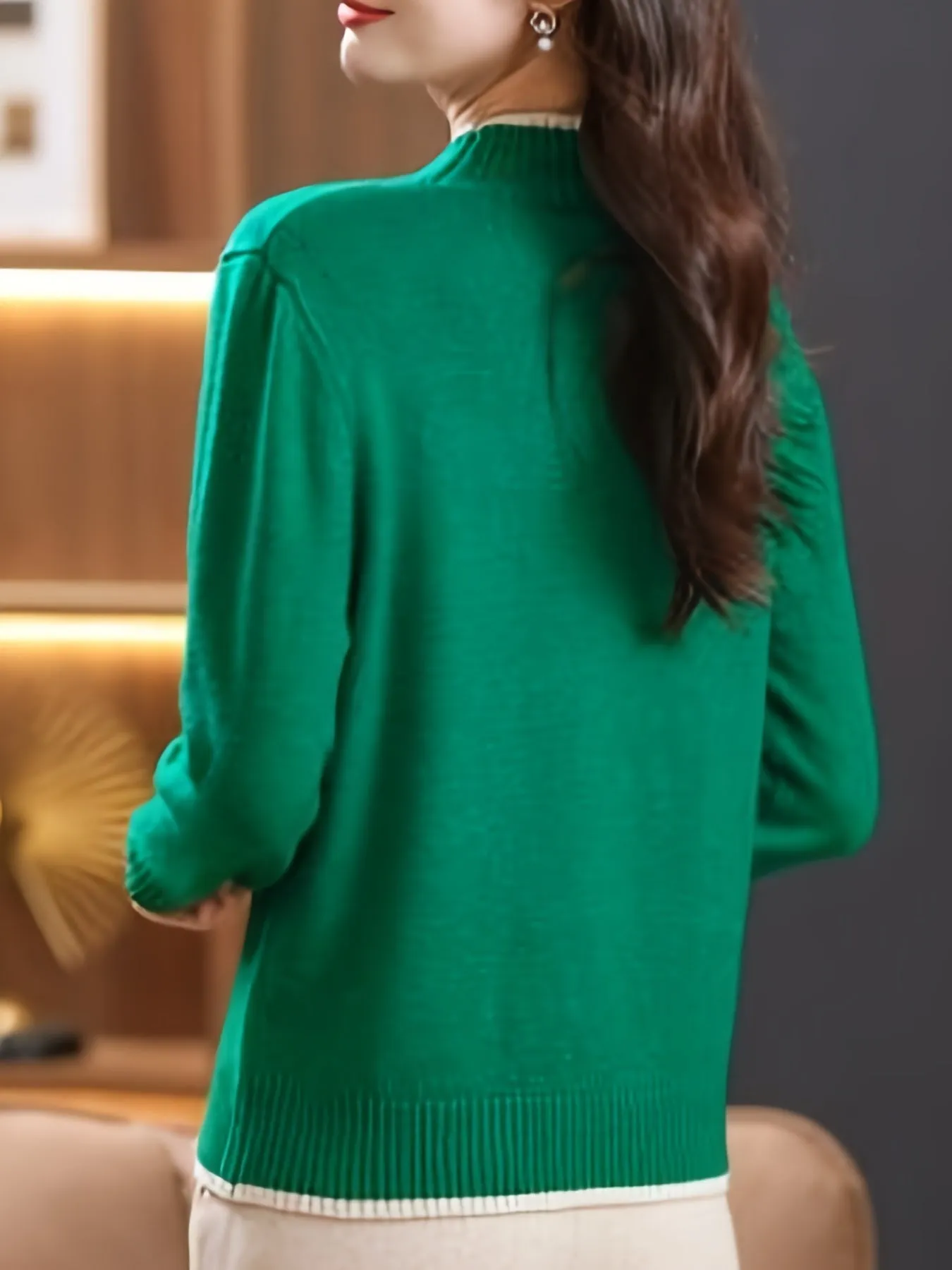 Cozy Cable Knit Pocket Mock Neck Sweater - Women's Pullovers with Elegant Long Sleeve Design, Perfect for Fall & Winter - Soft, Warm and Chic Women's Clothing for Everyday Wear