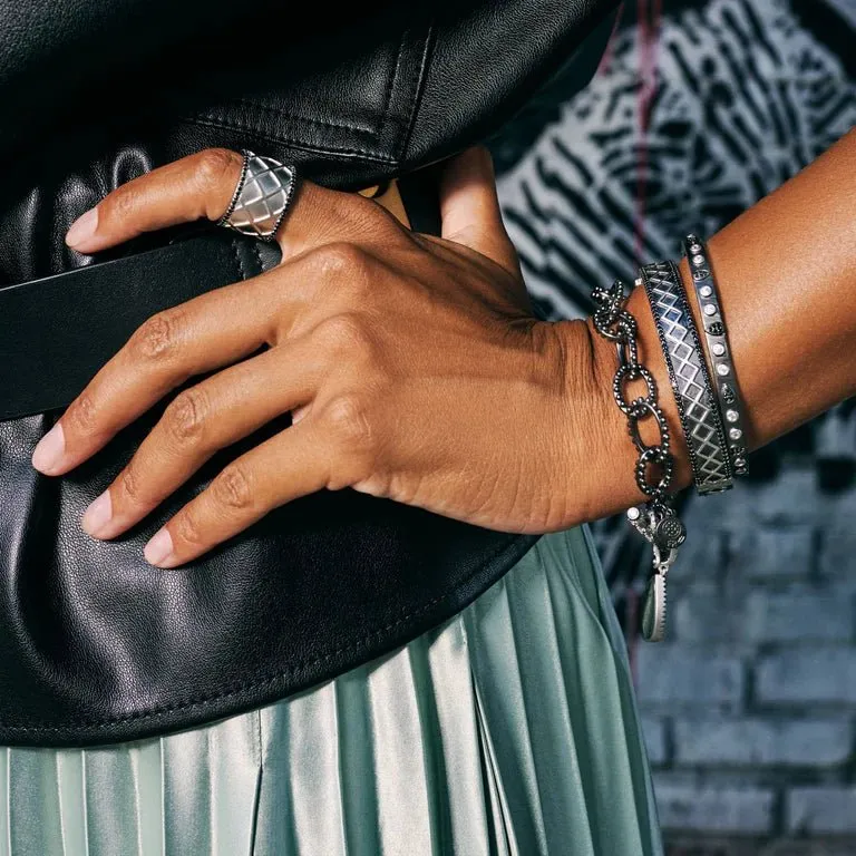 Criss Cross and Pavé Hinge Bangle