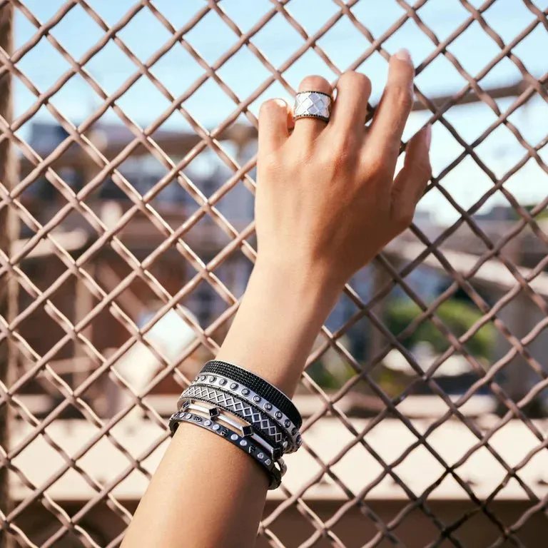 Criss Cross and Pavé Hinge Bangle