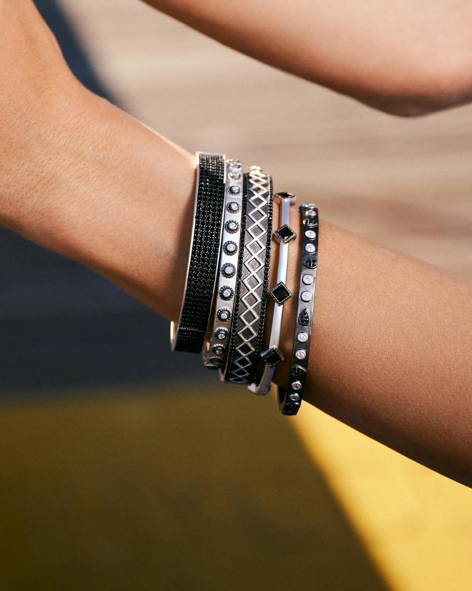 Criss Cross and Pavé Hinge Bangle