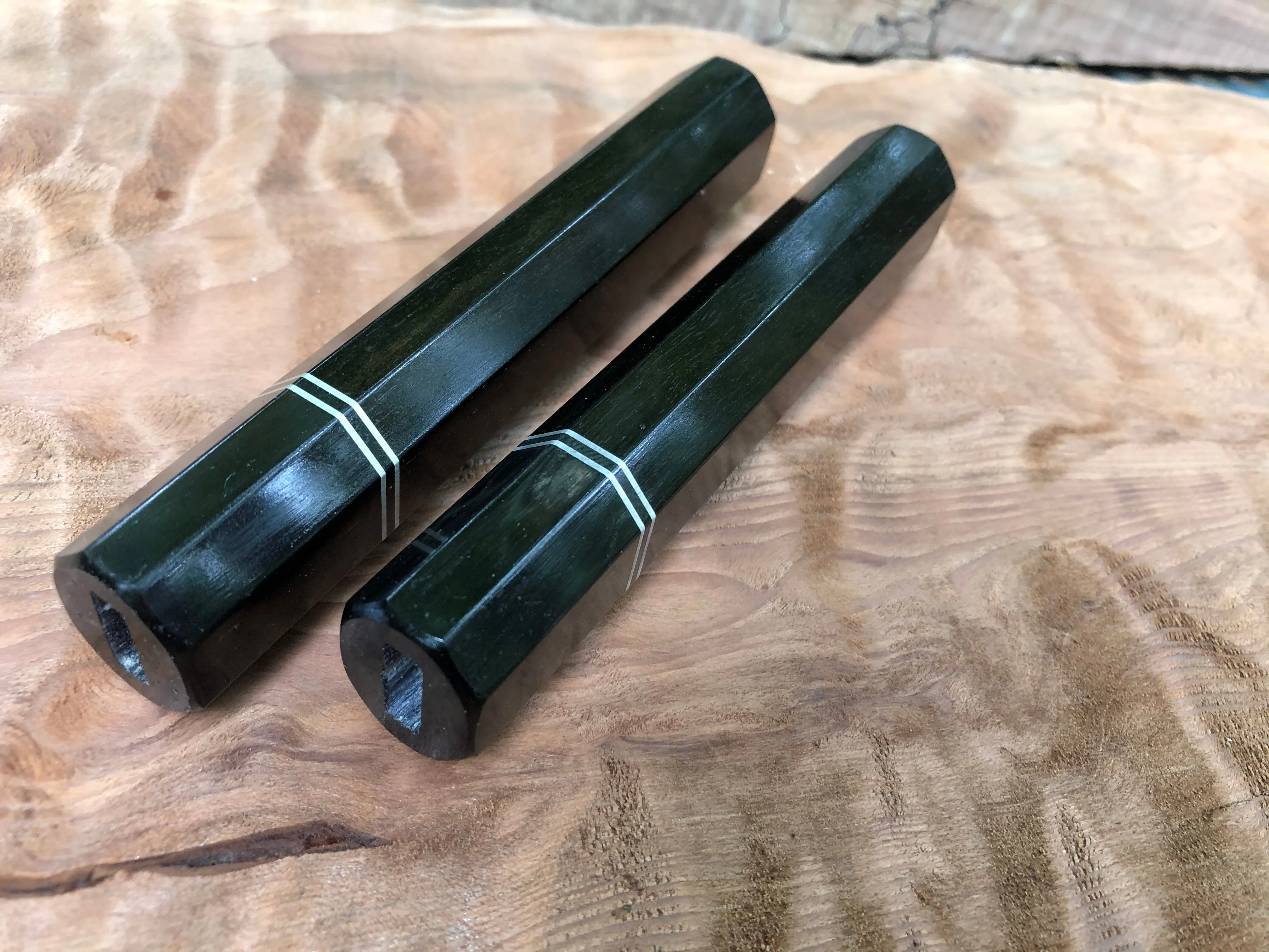 Custom Japanese Knife Handle (Wa Handle) - Gabon Ebony and Horn