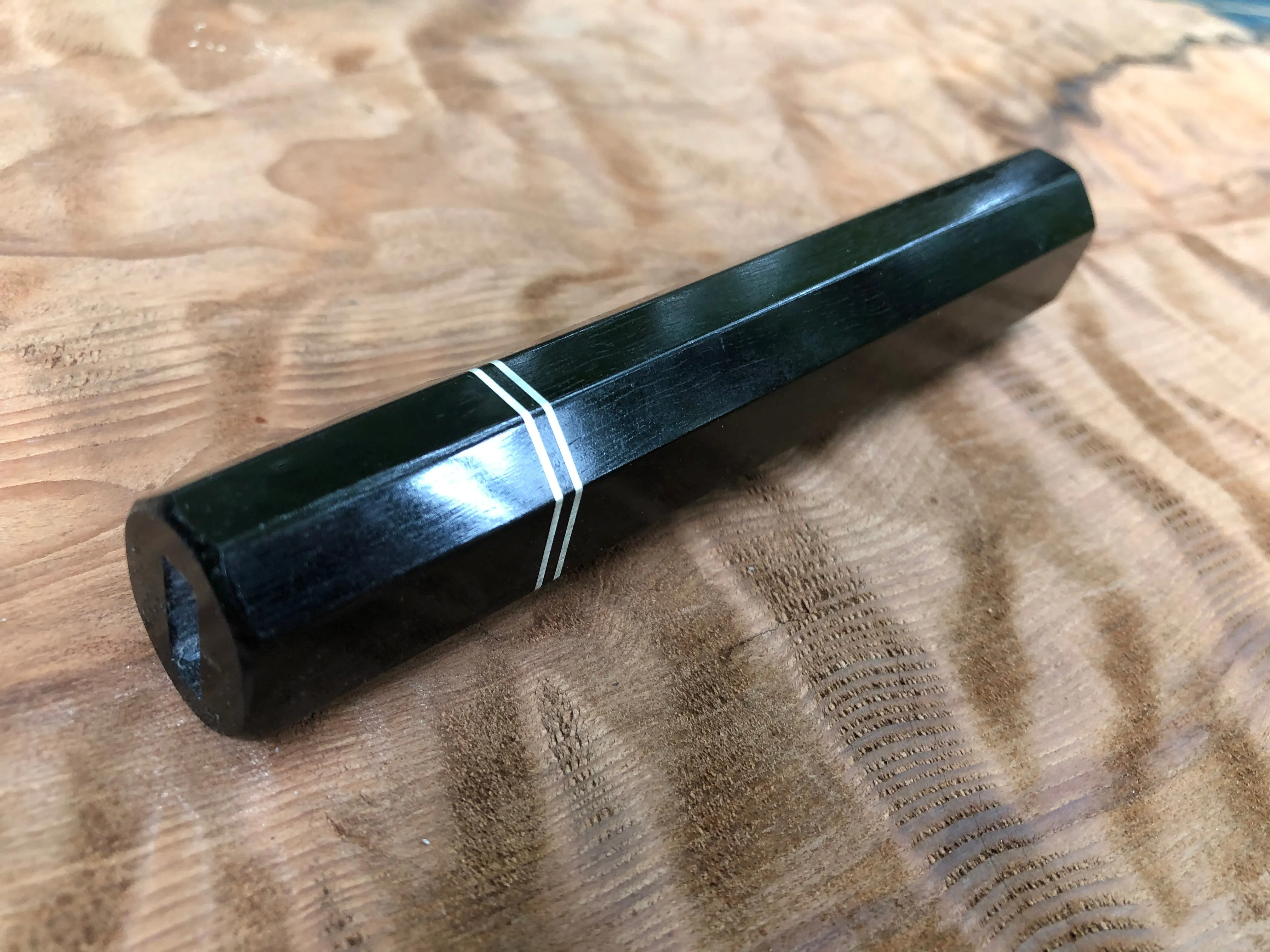 Custom Japanese Knife Handle (Wa Handle) - Gabon Ebony and Horn