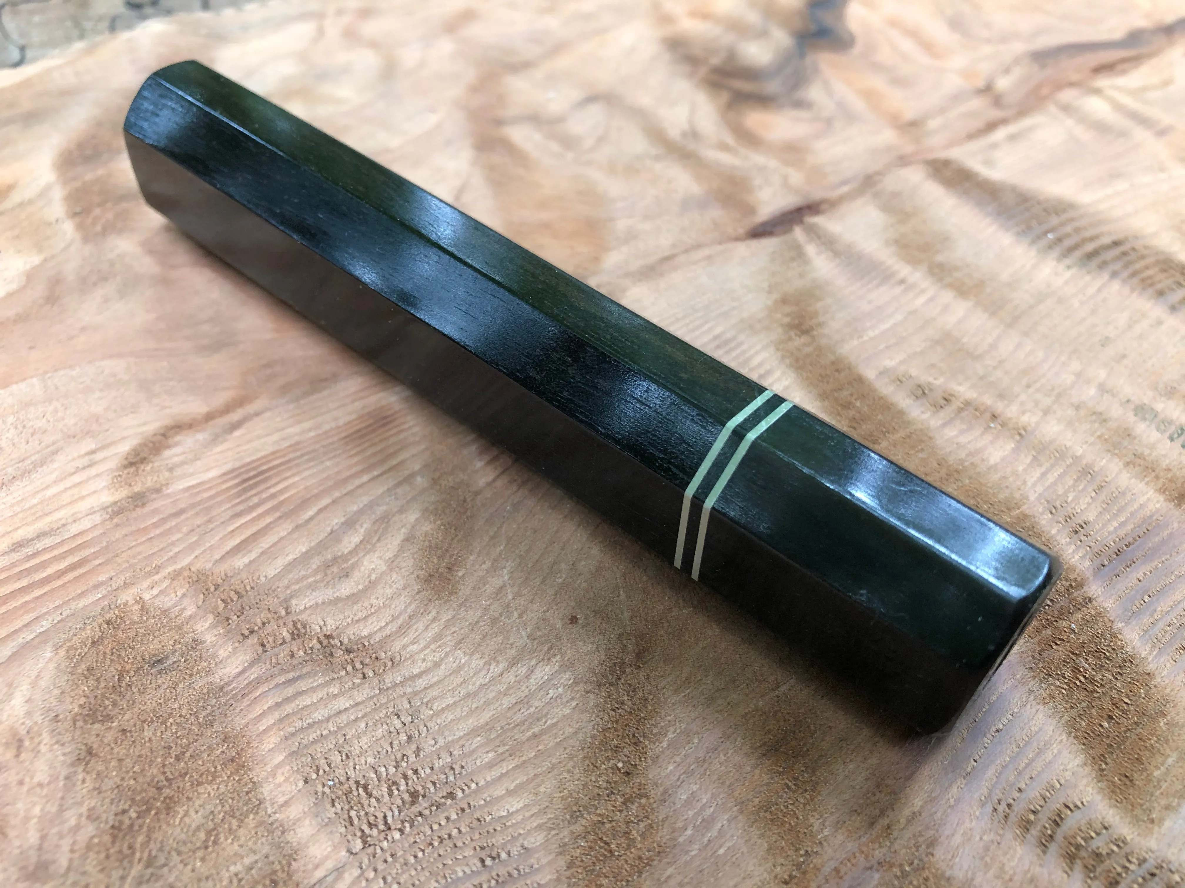 Custom Japanese Knife Handle (Wa Handle) - Gabon Ebony and Horn