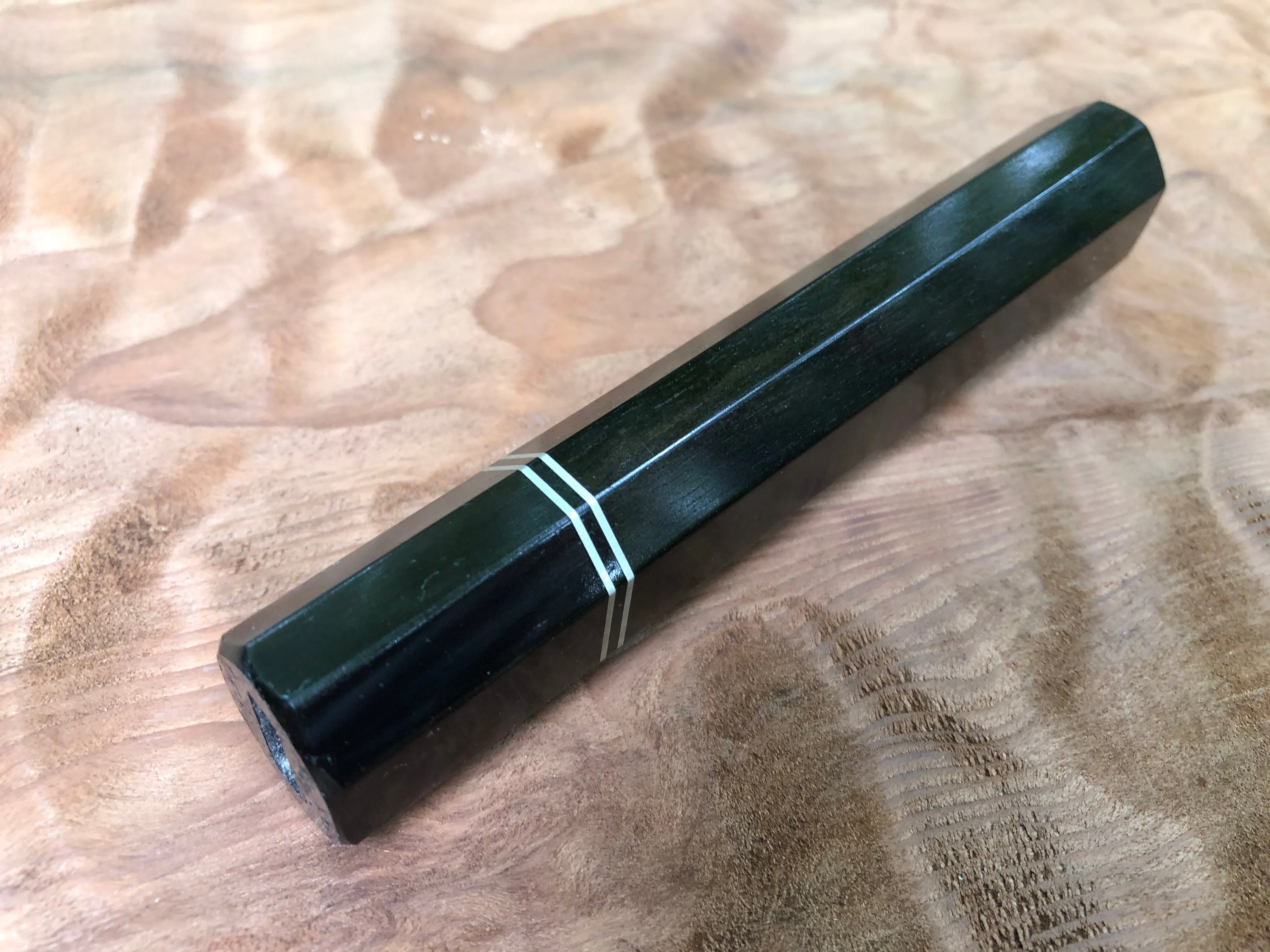 Custom Japanese Knife Handle (Wa Handle) - Gabon Ebony and Horn