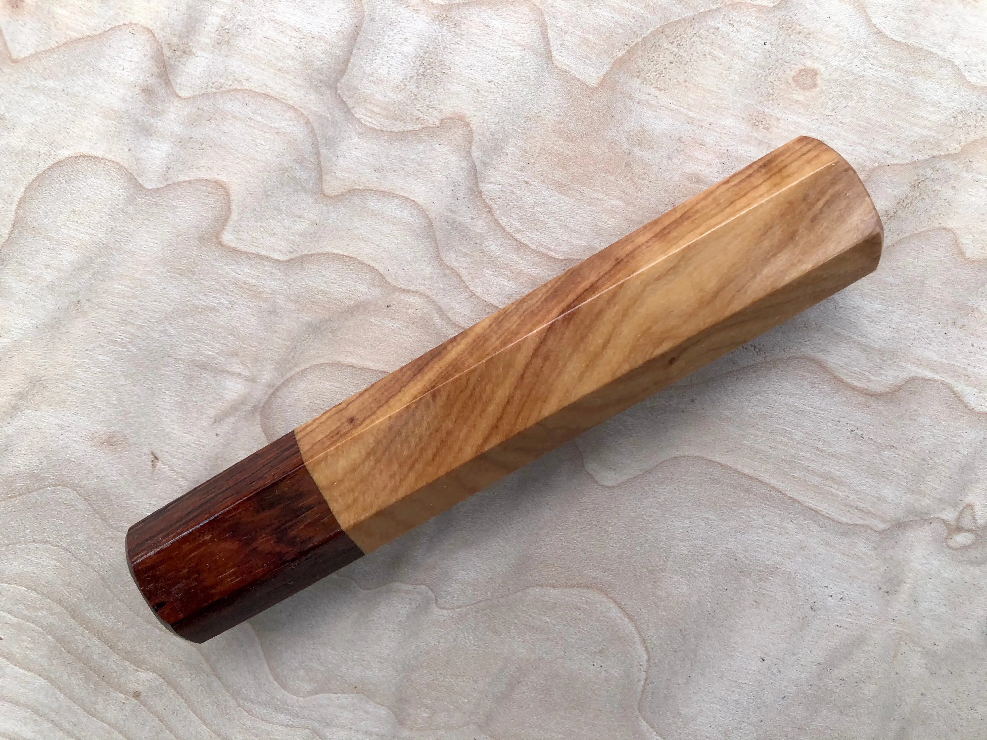Custom Japanese Knife Handle (Wa Handle) - Wild Olive wood