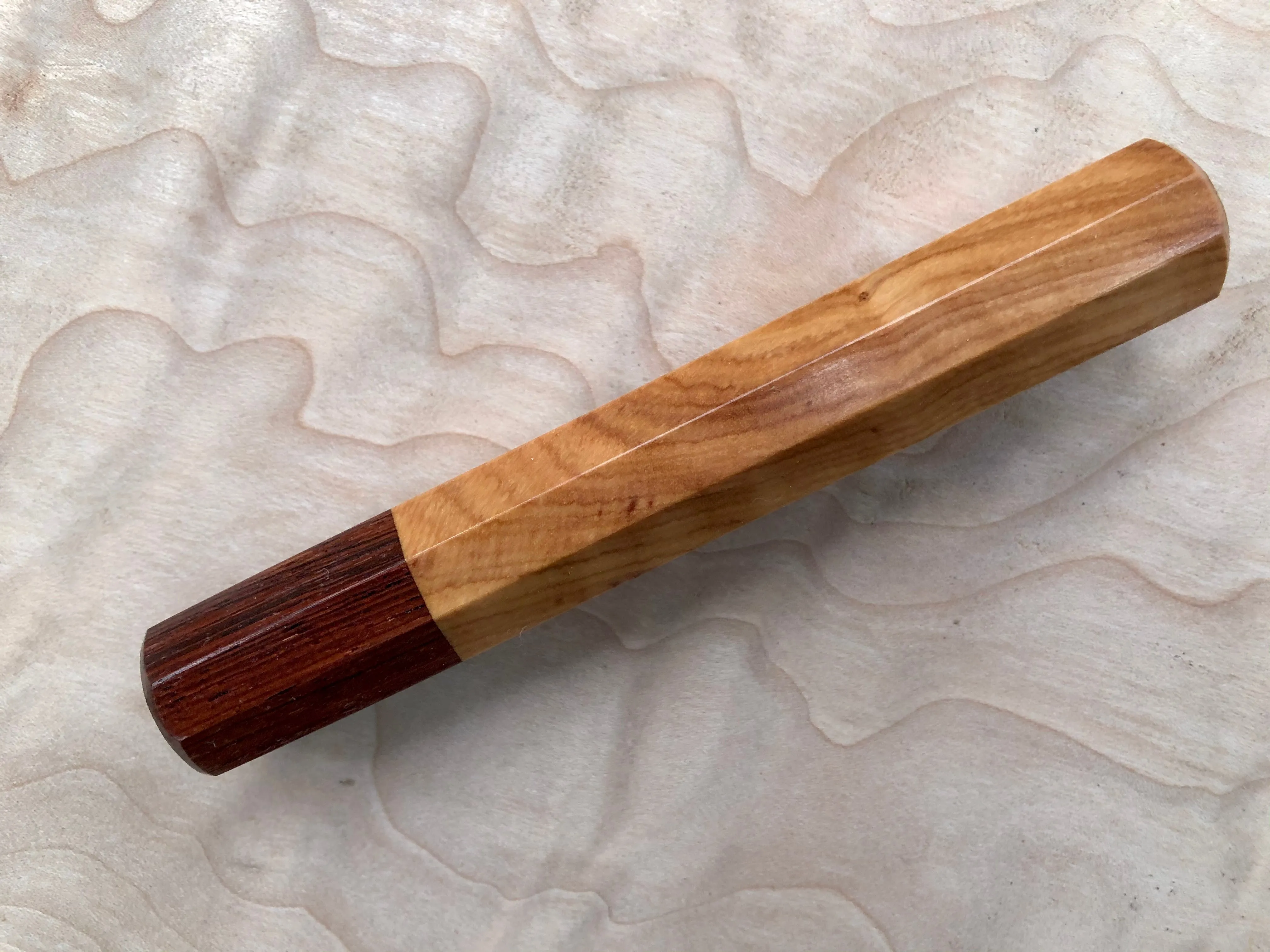 Custom Japanese Knife Handle (Wa Handle) - Wild Olive wood