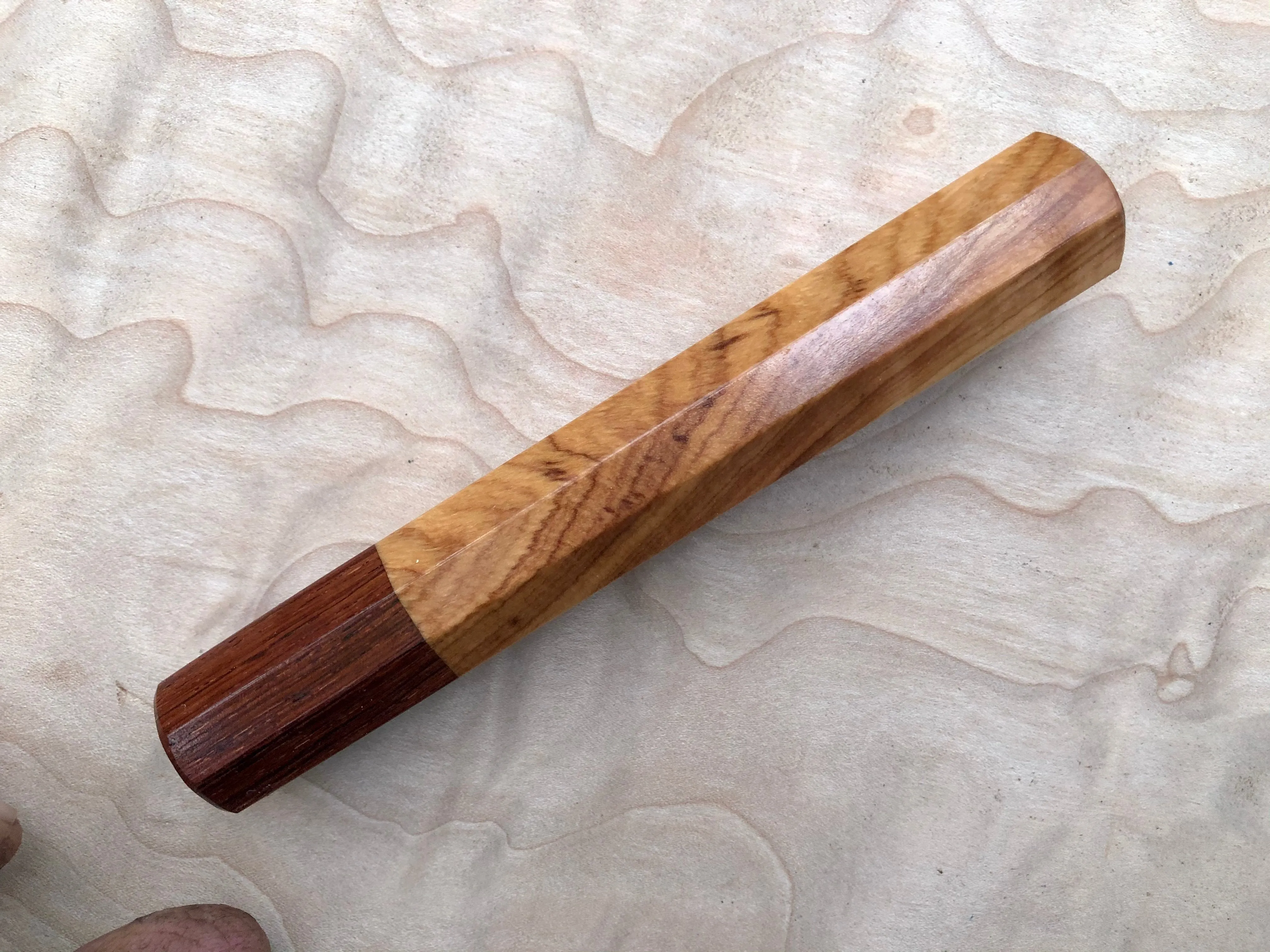Custom Japanese Knife Handle (Wa Handle) - Wild Olive wood