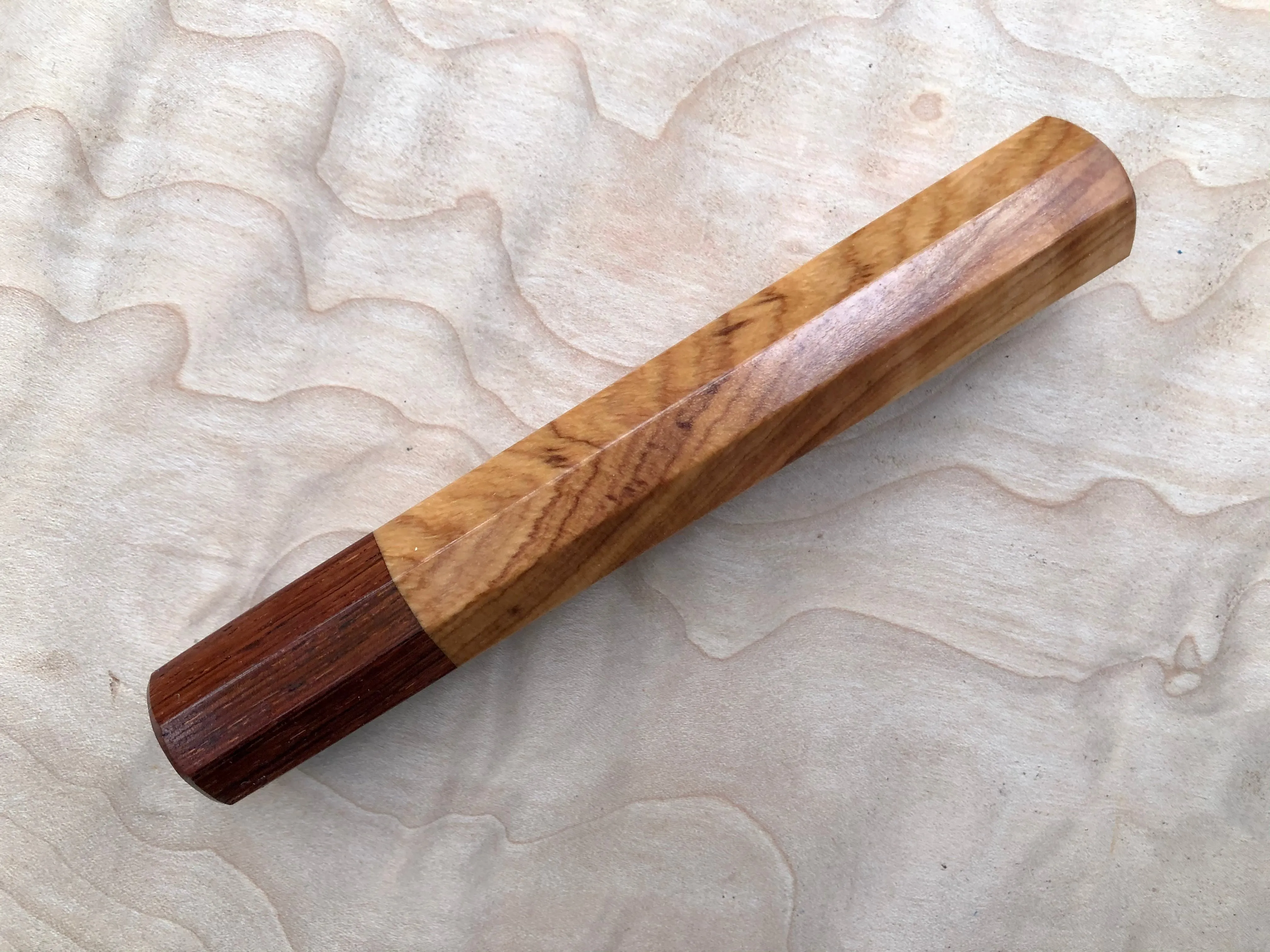Custom Japanese Knife Handle (Wa Handle) - Wild Olive wood