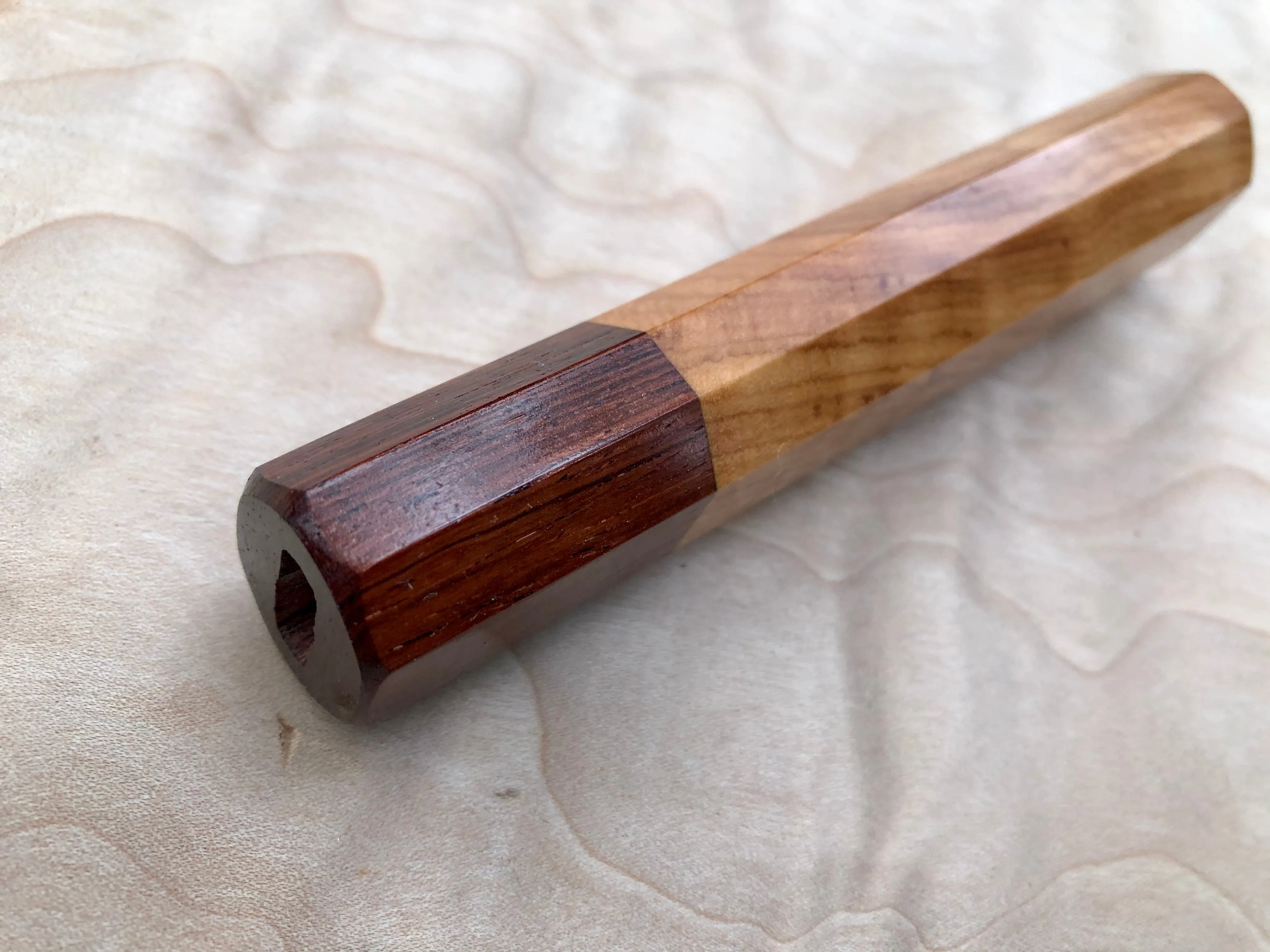 Custom Japanese Knife Handle (Wa Handle) - Wild Olive wood