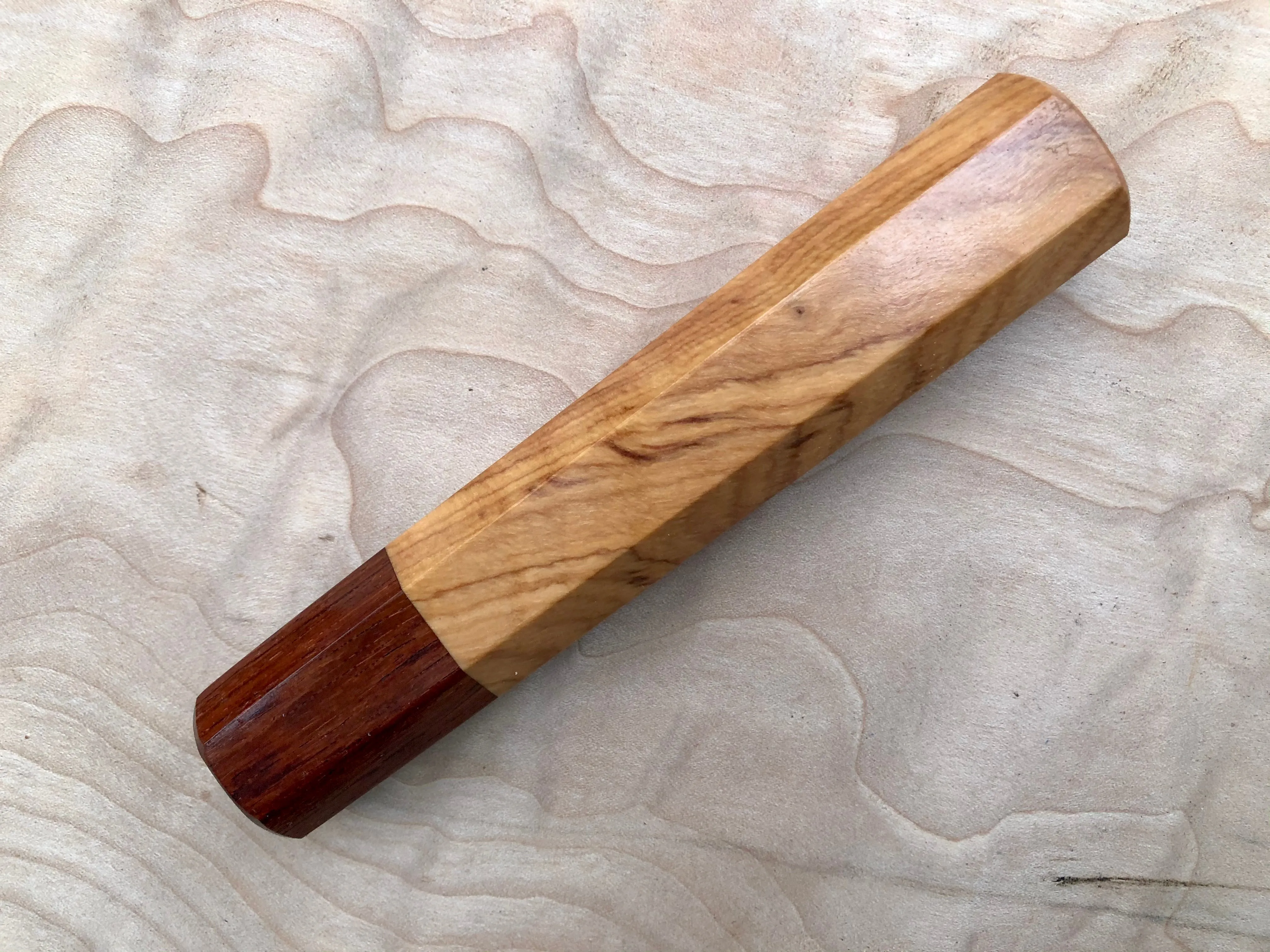 Custom Japanese Knife Handle (Wa Handle) - Wild Olive wood