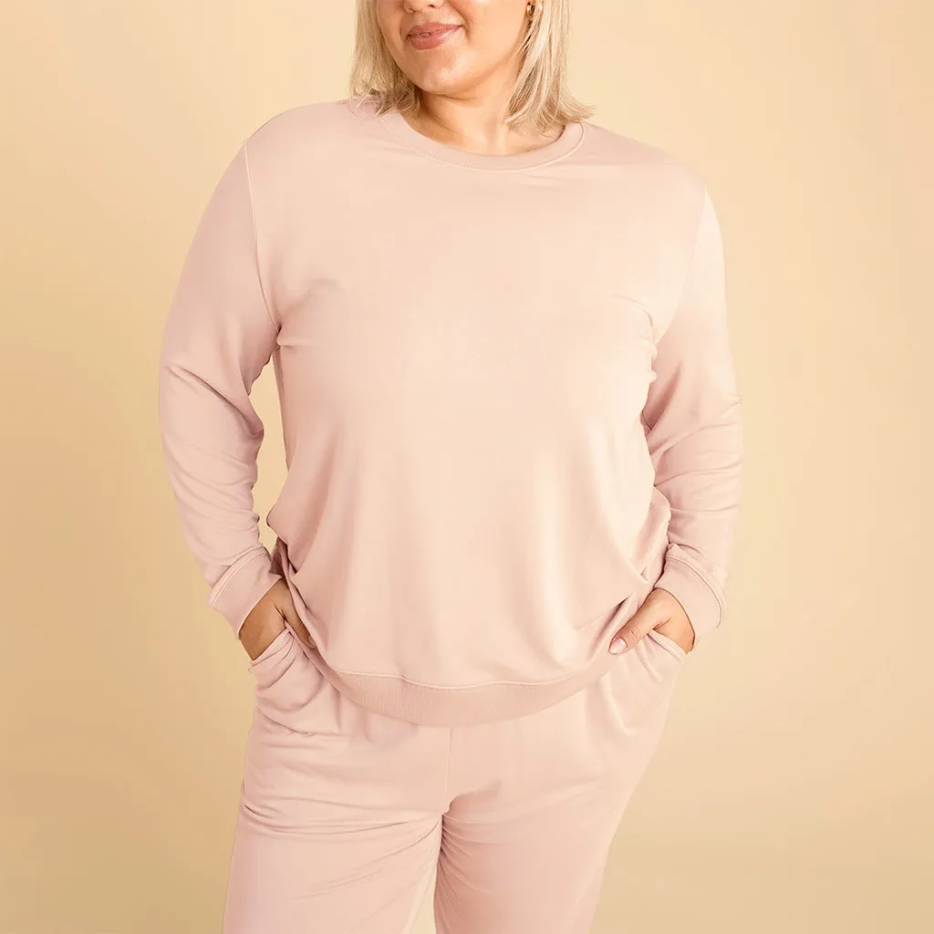 Dusty Blush Women's French Terry Pullover Sweatshirt