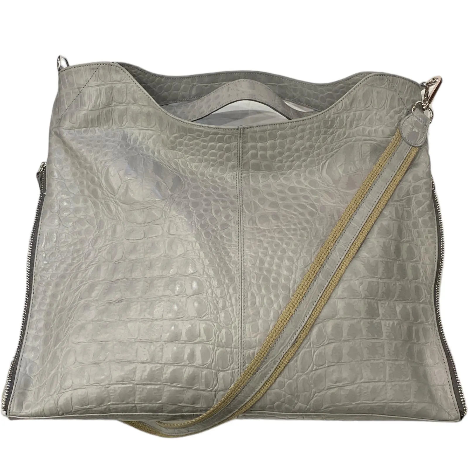 EROS L. GREY LEATHER BAG WITH LUXURY SIDE DETAILS