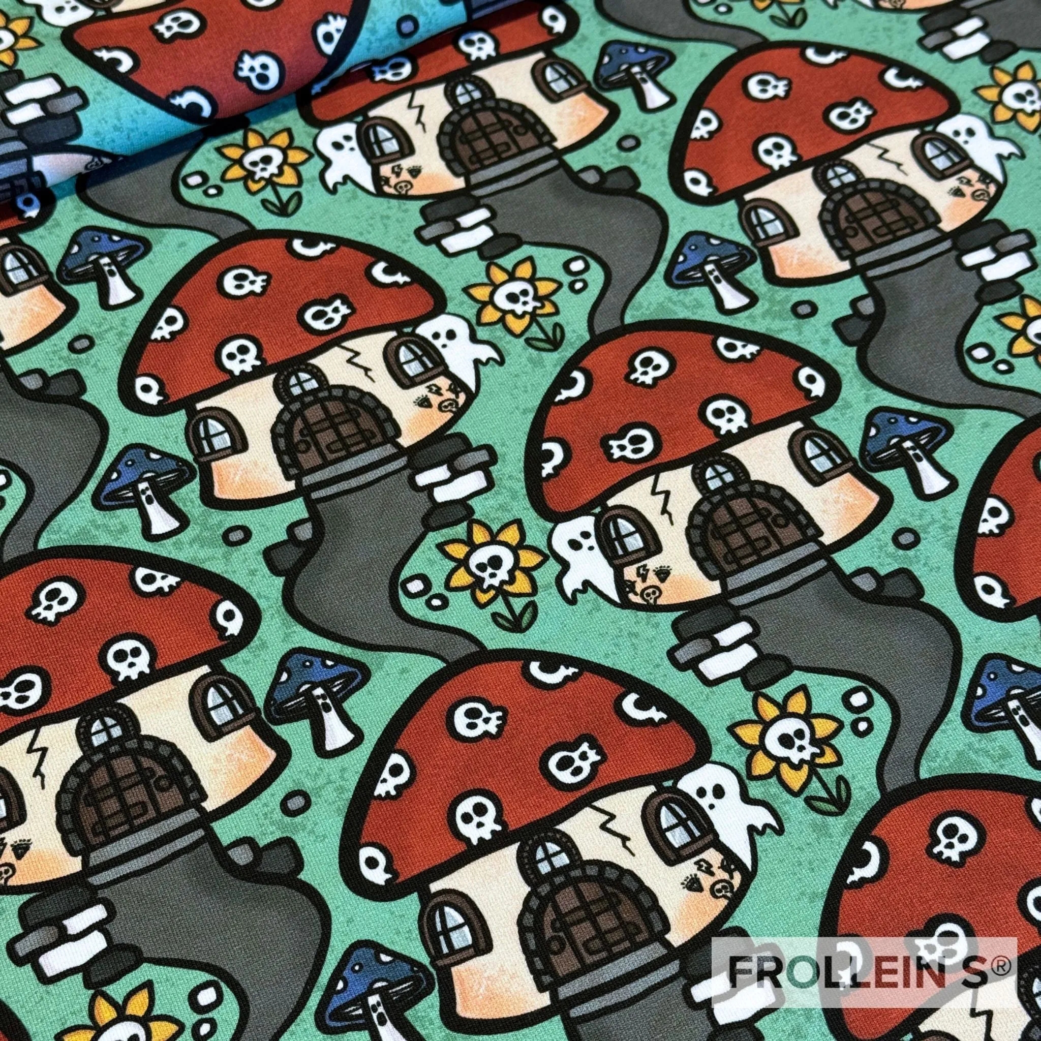 French Terry Knit Fabric - Ghost Village