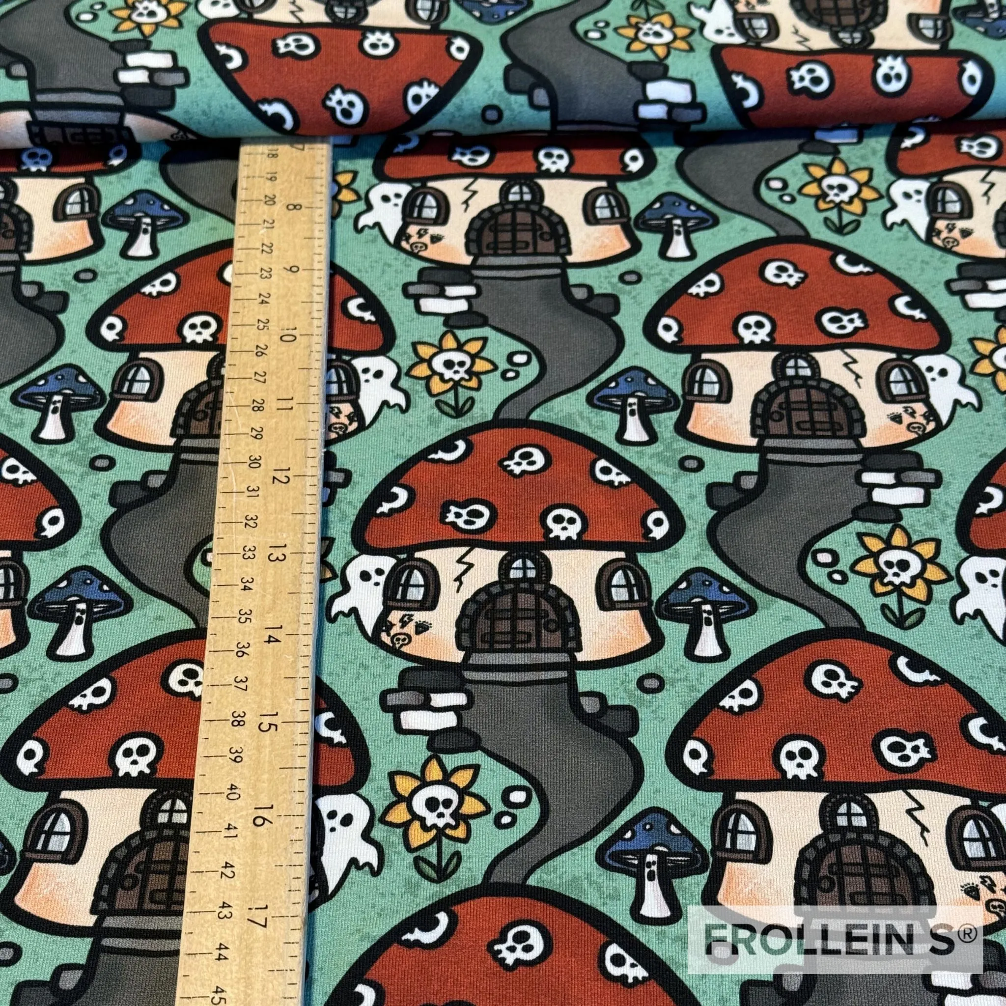 French Terry Knit Fabric - Ghost Village