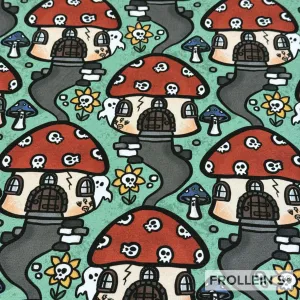 French Terry Knit Fabric - Ghost Village