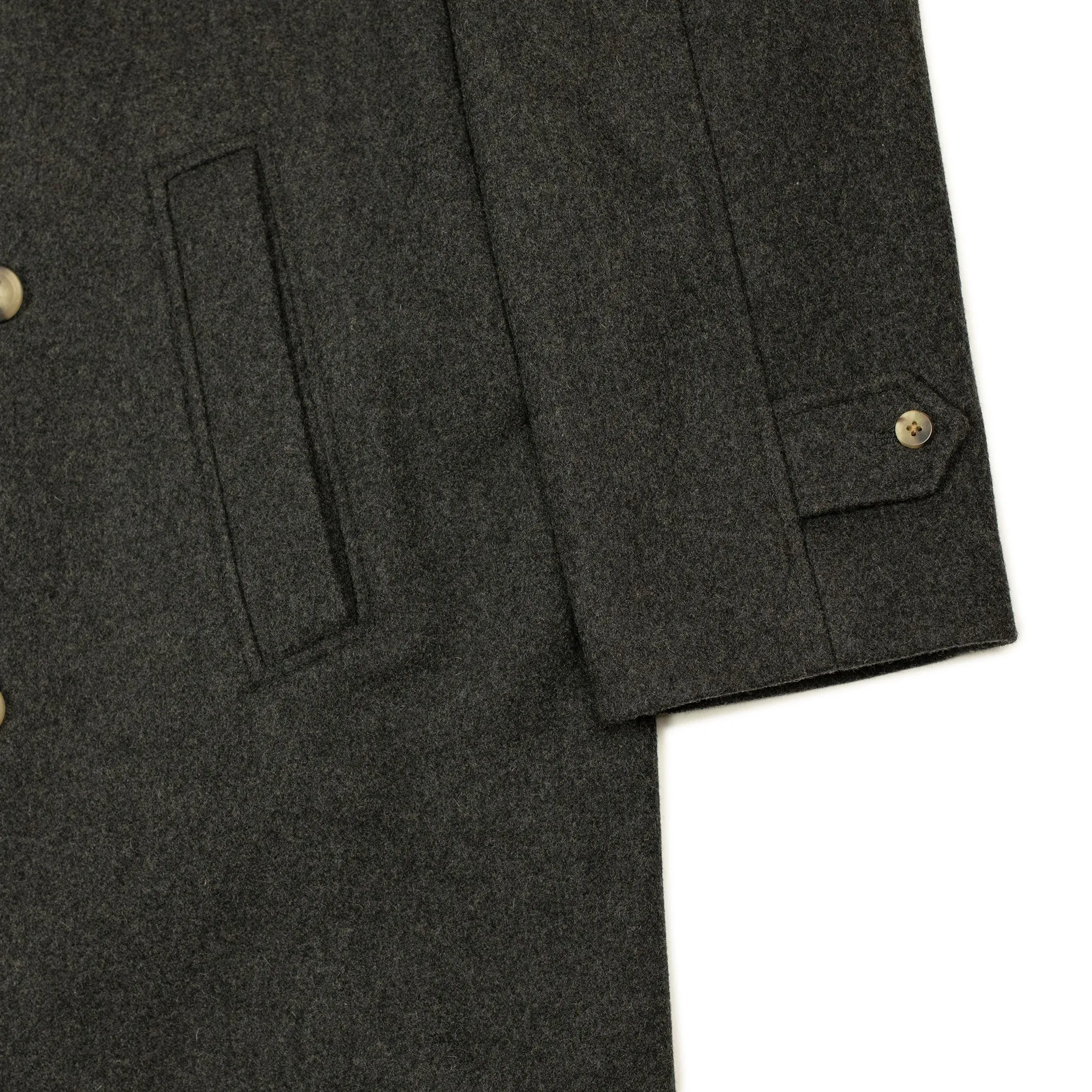 Grandad Coat in charcoal Italian melton wool