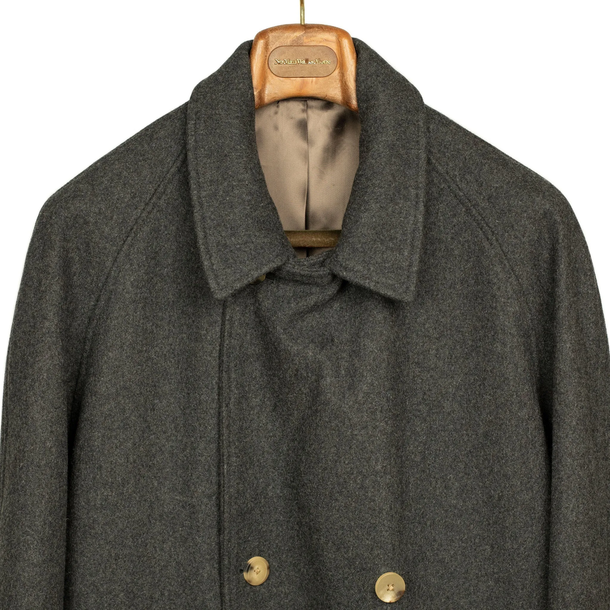 Grandad Coat in charcoal Italian melton wool