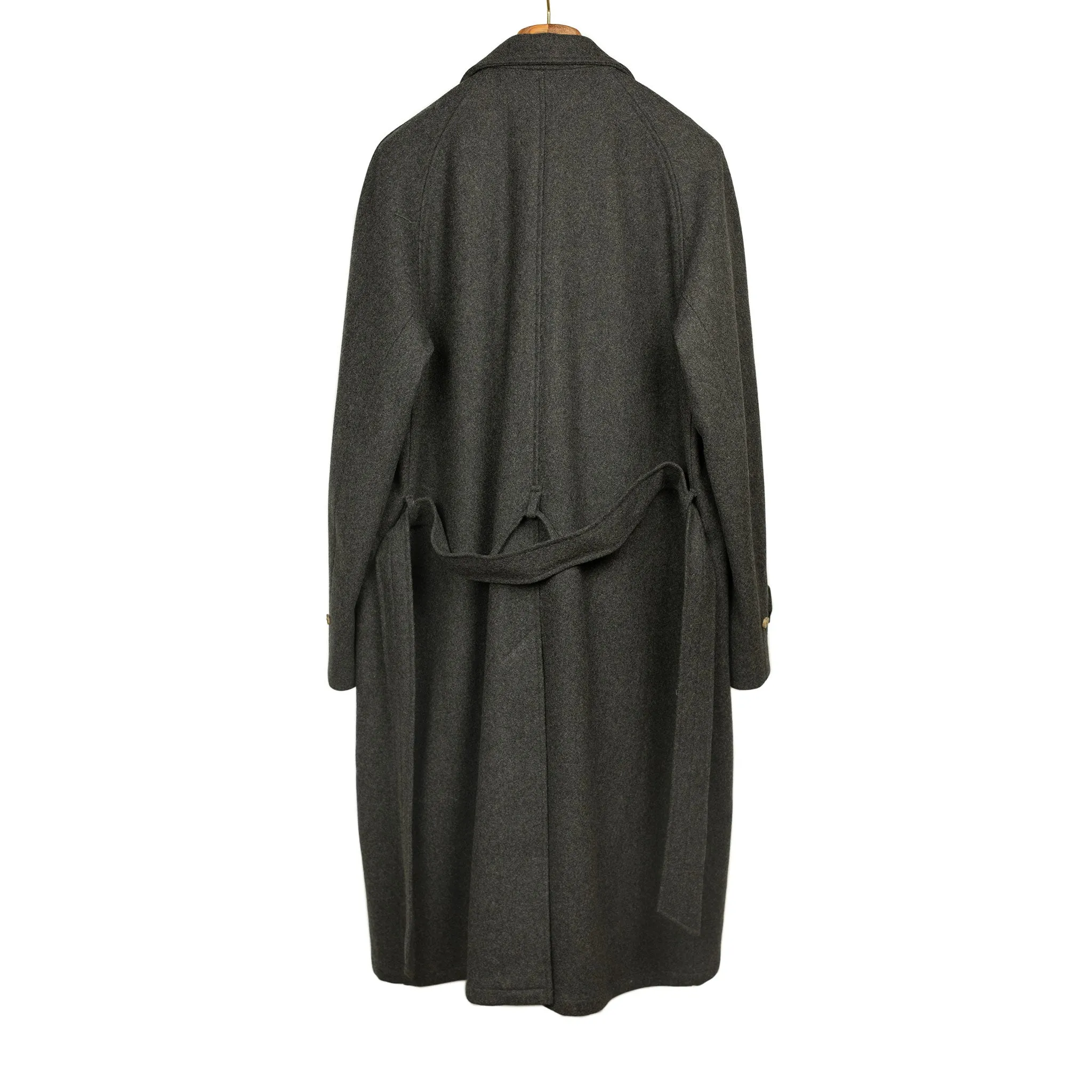 Grandad Coat in charcoal Italian melton wool