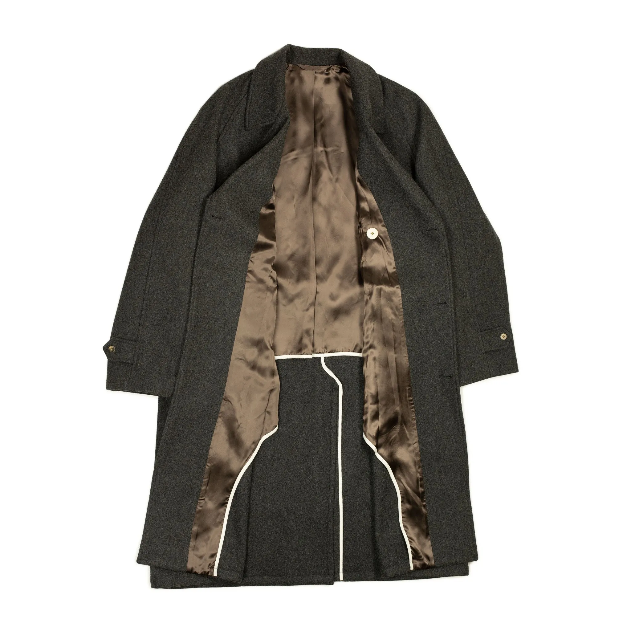 Grandad Coat in charcoal Italian melton wool