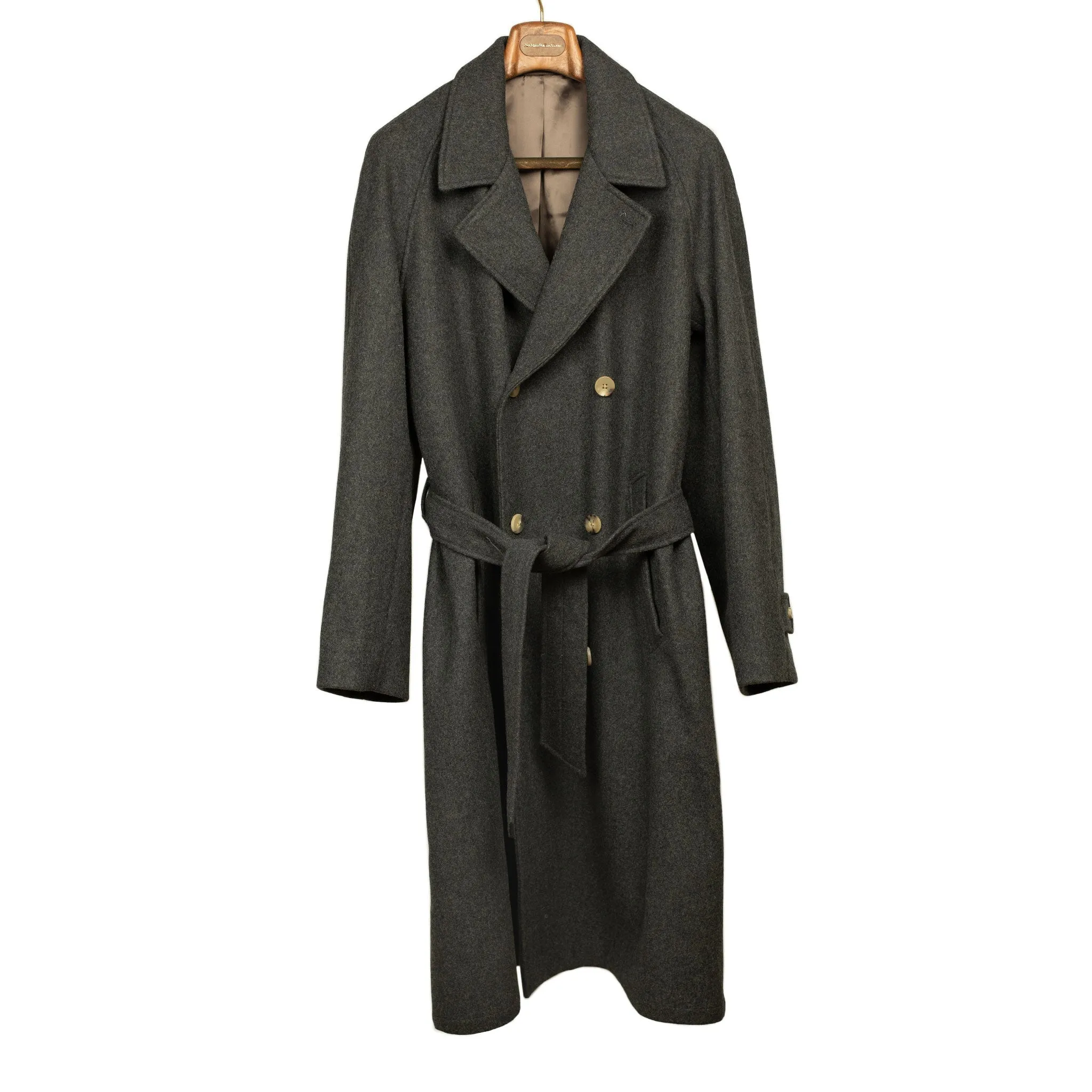 Grandad Coat in charcoal Italian melton wool