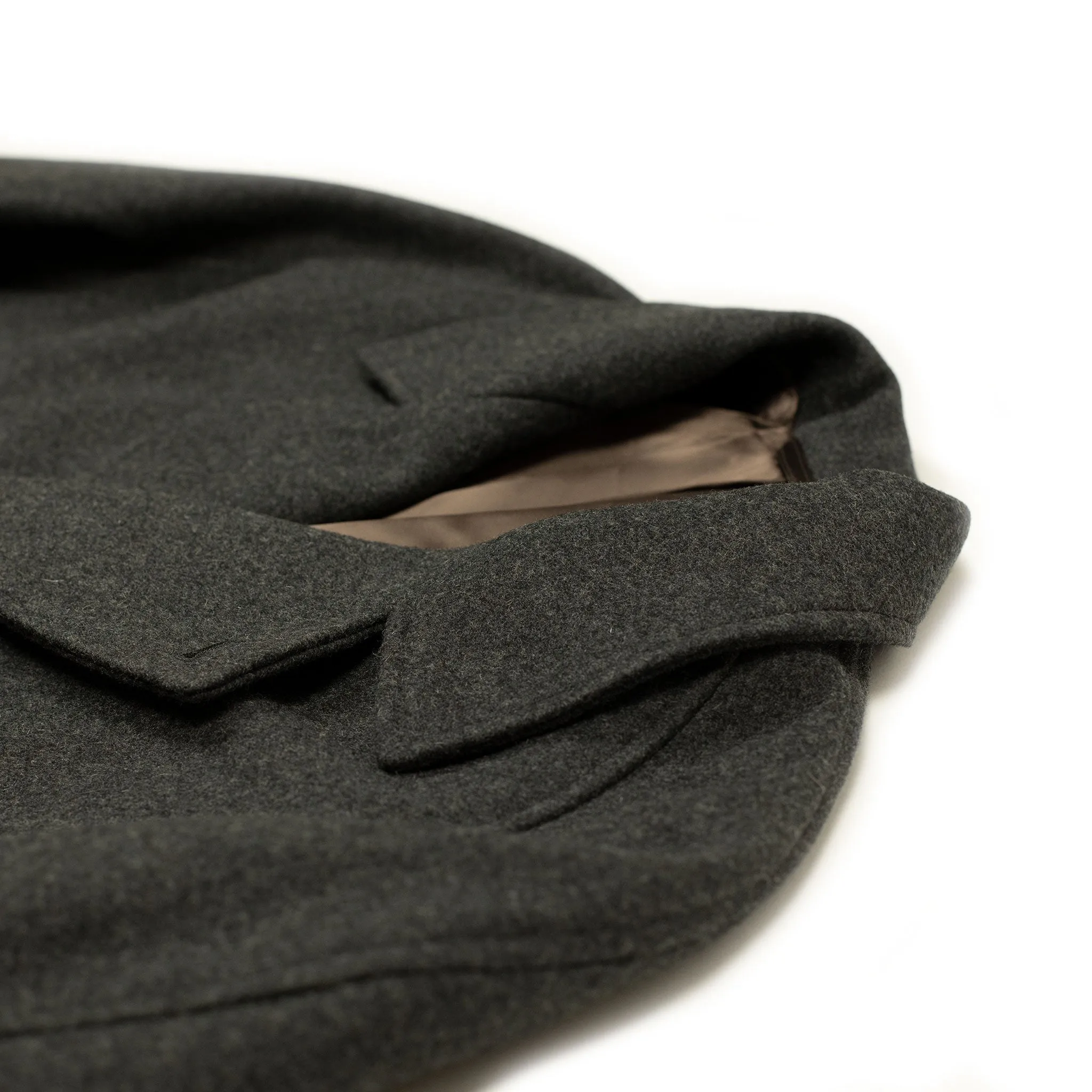 Grandad Coat in charcoal Italian melton wool