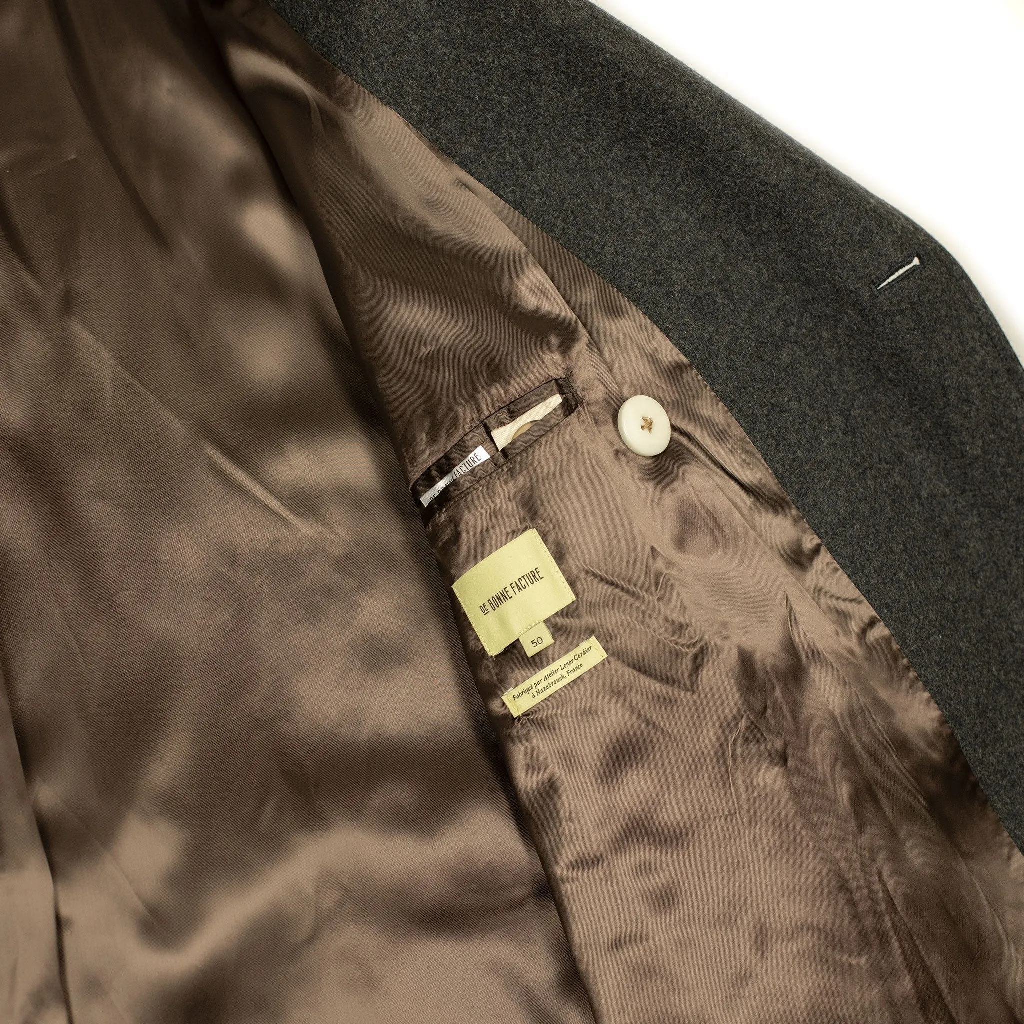 Grandad Coat in charcoal Italian melton wool