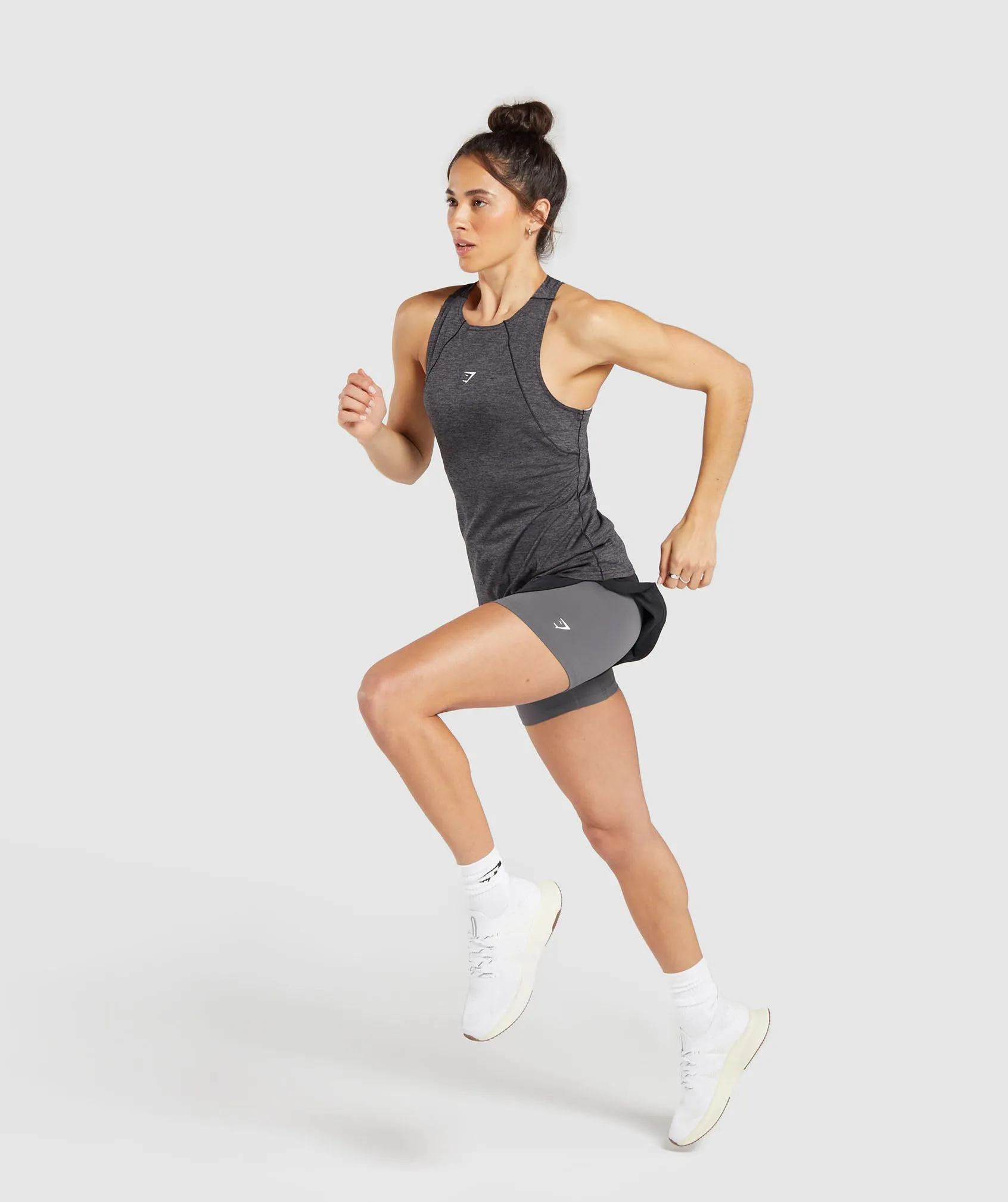 Gymshark Running Tank - Black/Silhouette Grey Marl
