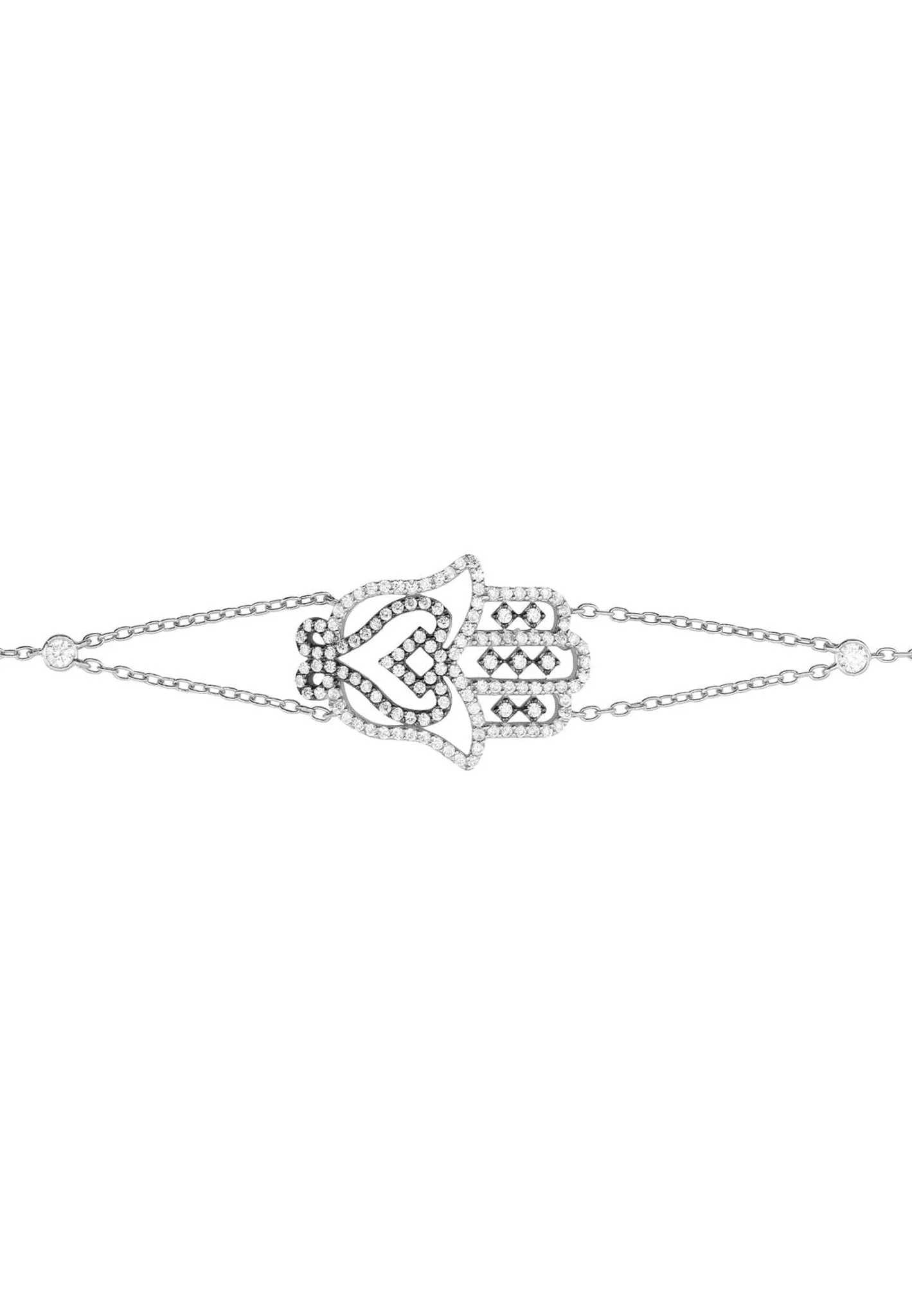 Hamsa Large Hand Of Fatima Bracelet Silver Oxidised