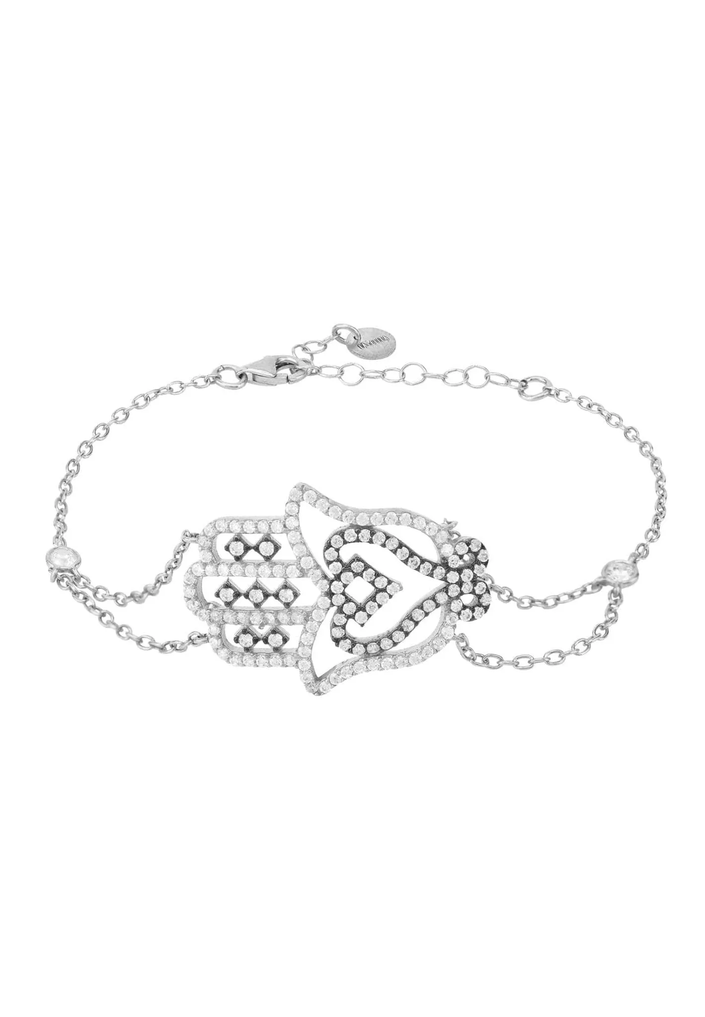 Hamsa Large Hand Of Fatima Bracelet Silver Oxidised