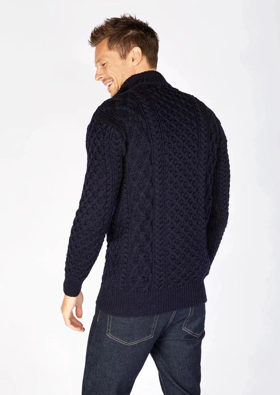 IrelandsEye Men's Dromore Aran Sweater | Navy